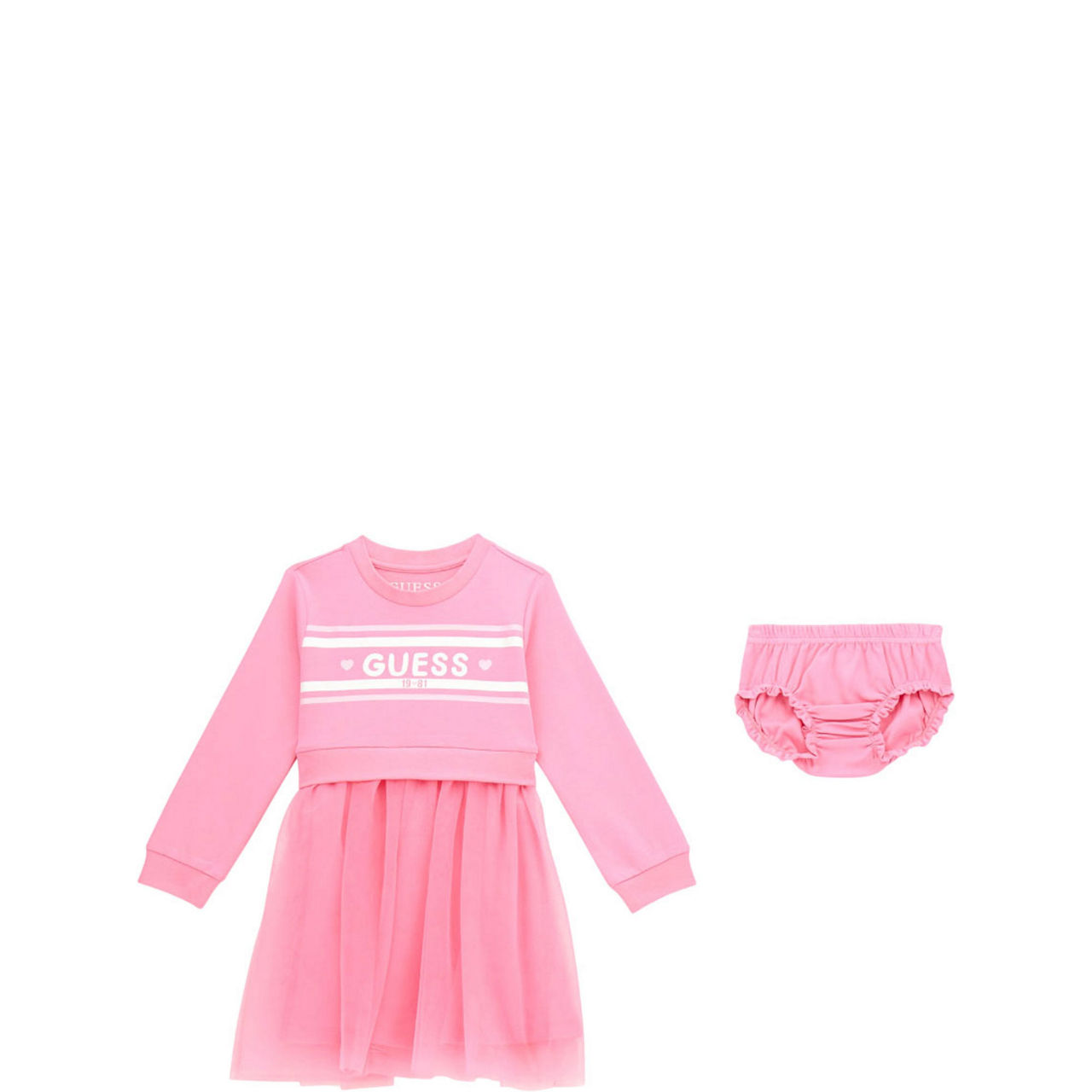 Logo Mixed Fabric Dress & Bloomers Two-Piece Set