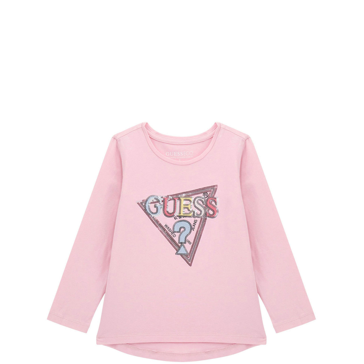 High Low Sequin Logo Top
