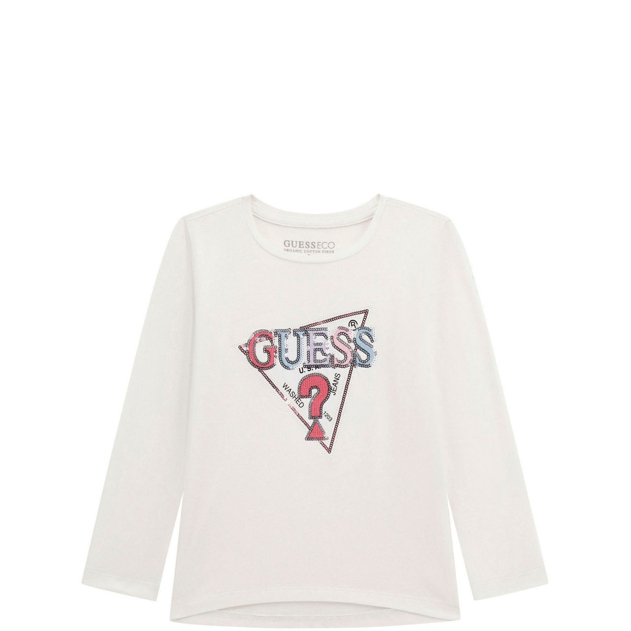 High Low Sequin Logo Top