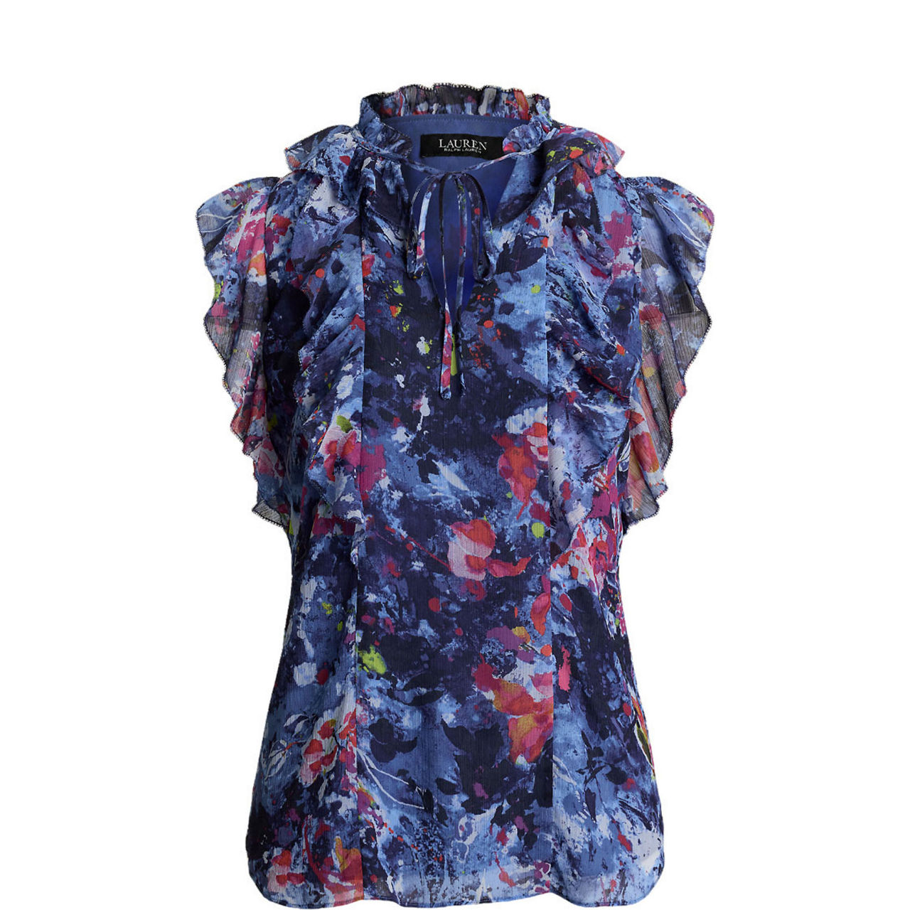 Perlette Printed Ruffle Blouse