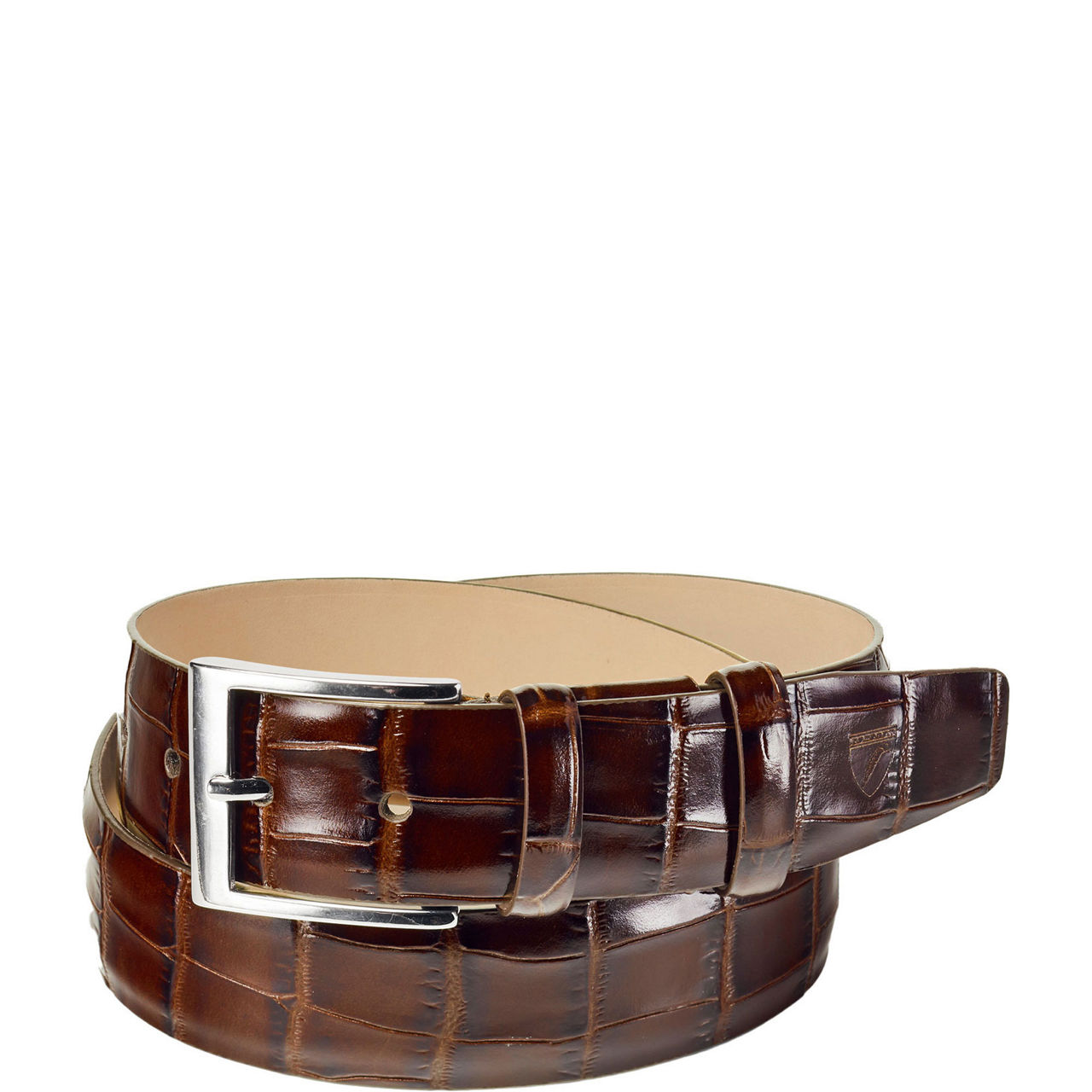 Croc Embossed Leather Belt