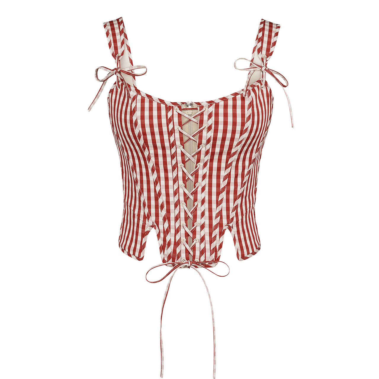 Callie Lace-Up Gingham Corset Top