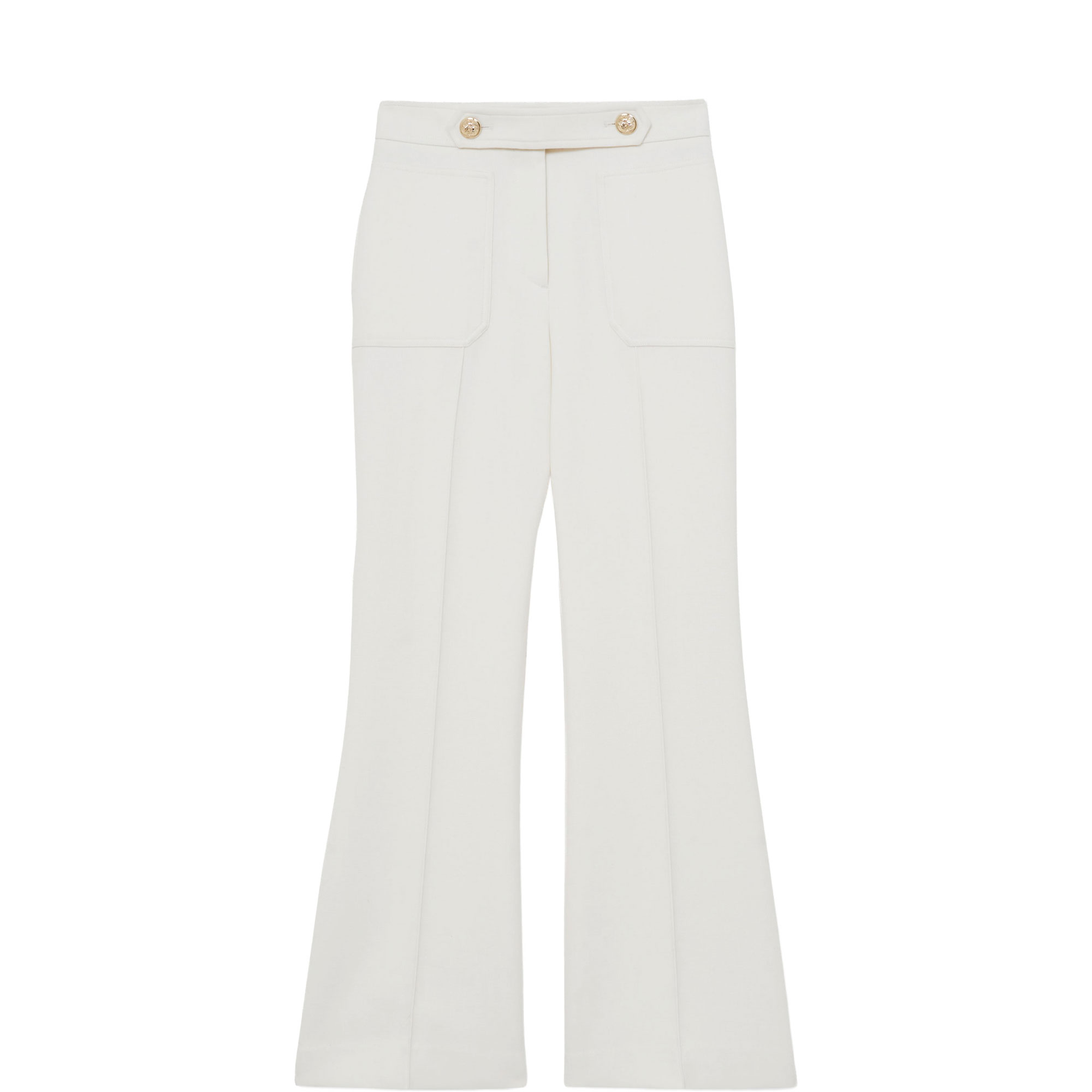 Lily Button-Tab Flared Trousers