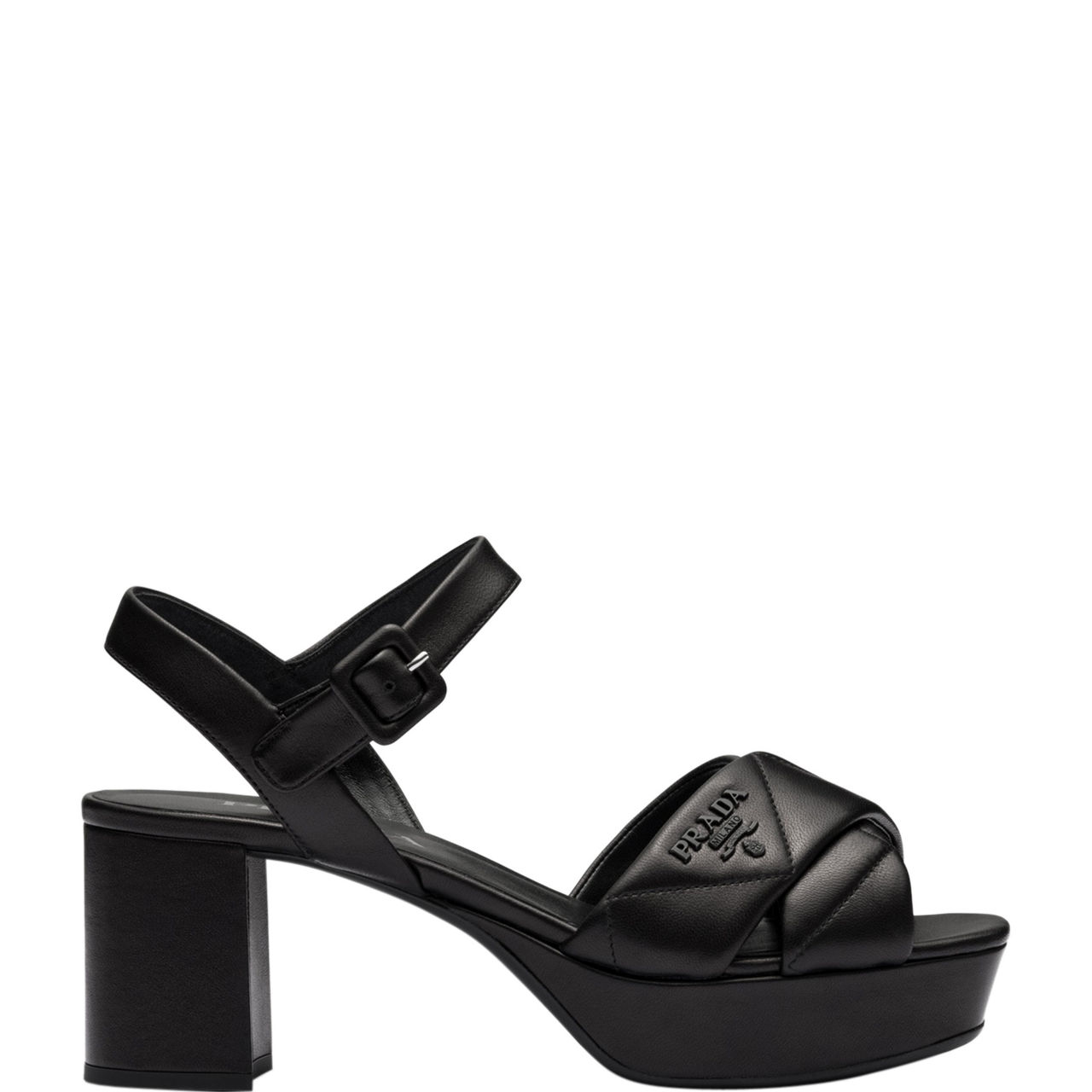 Logo Quilted Platform Block Heels