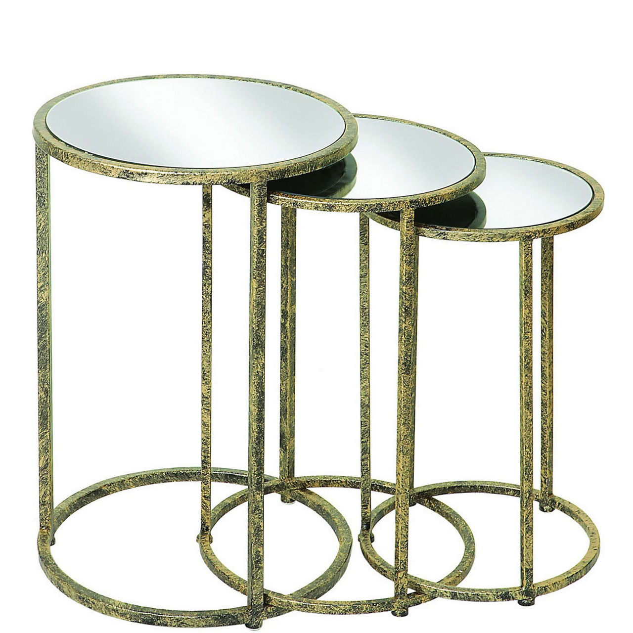 Mirror Top Nest of Tables Three-Piece Set