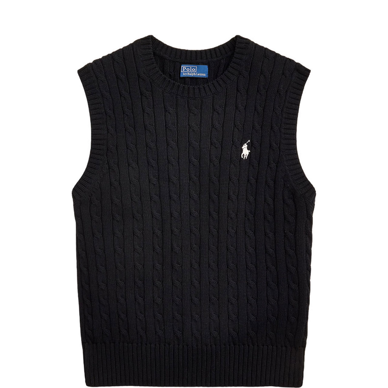 Polo Player Logo Cable Knit Sweater Vest
