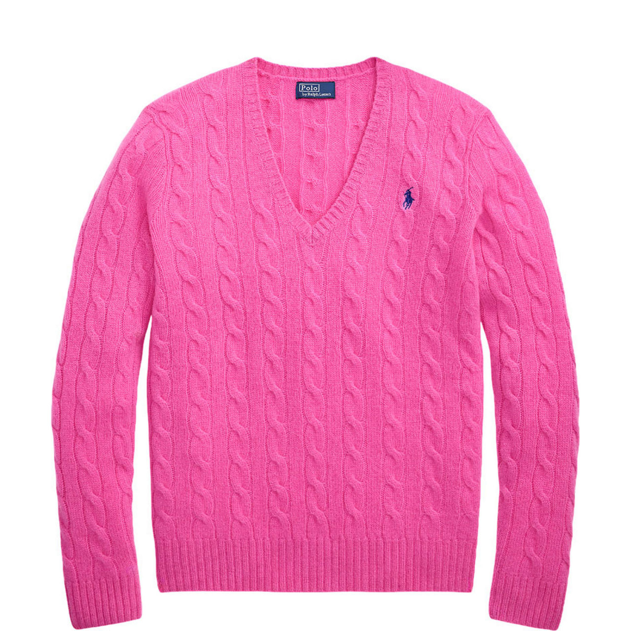 Kimberly Polo Player Logo Cable Knit Sweater