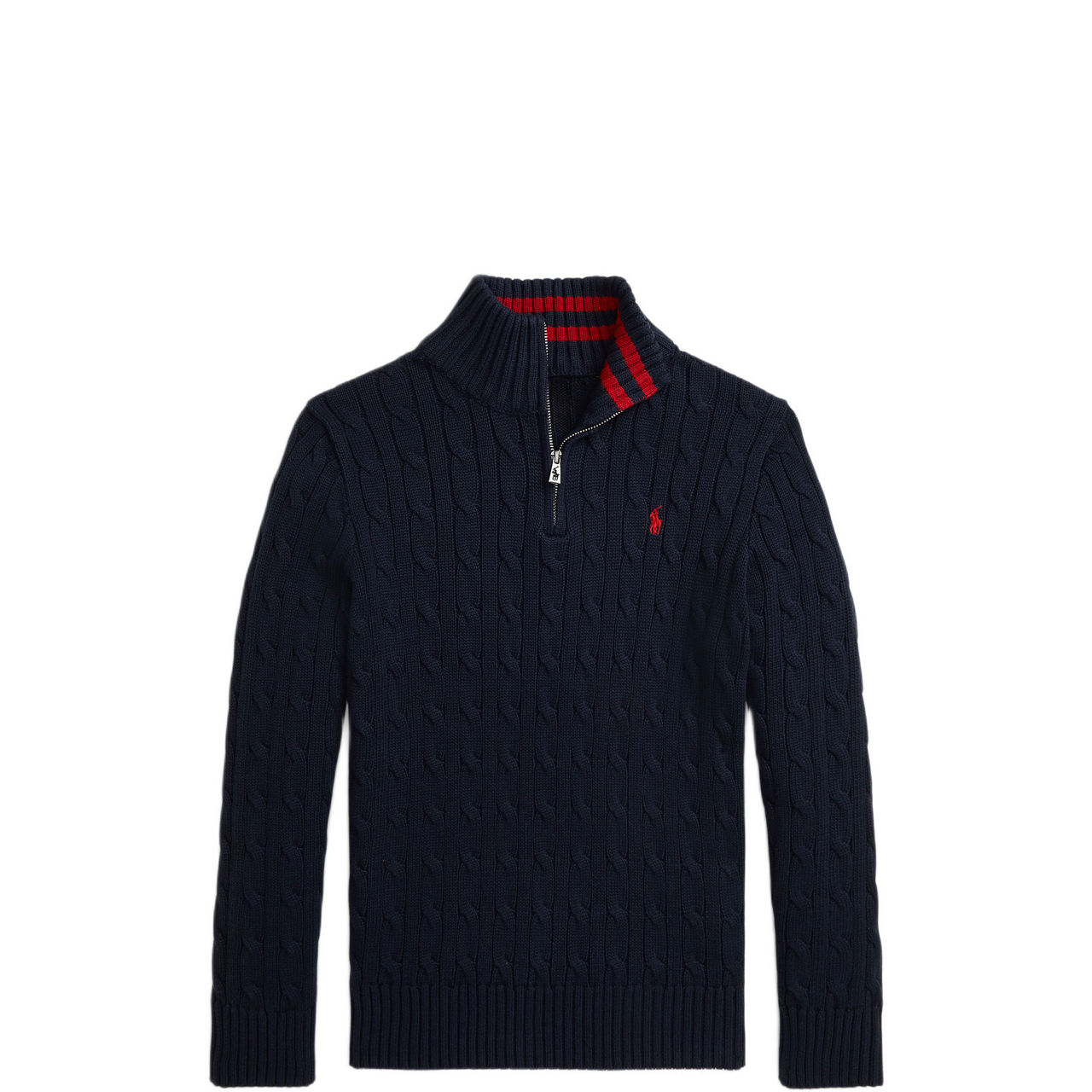 Polo Player Logo Half-Zip Cable Knit Sweater 6-14 Years