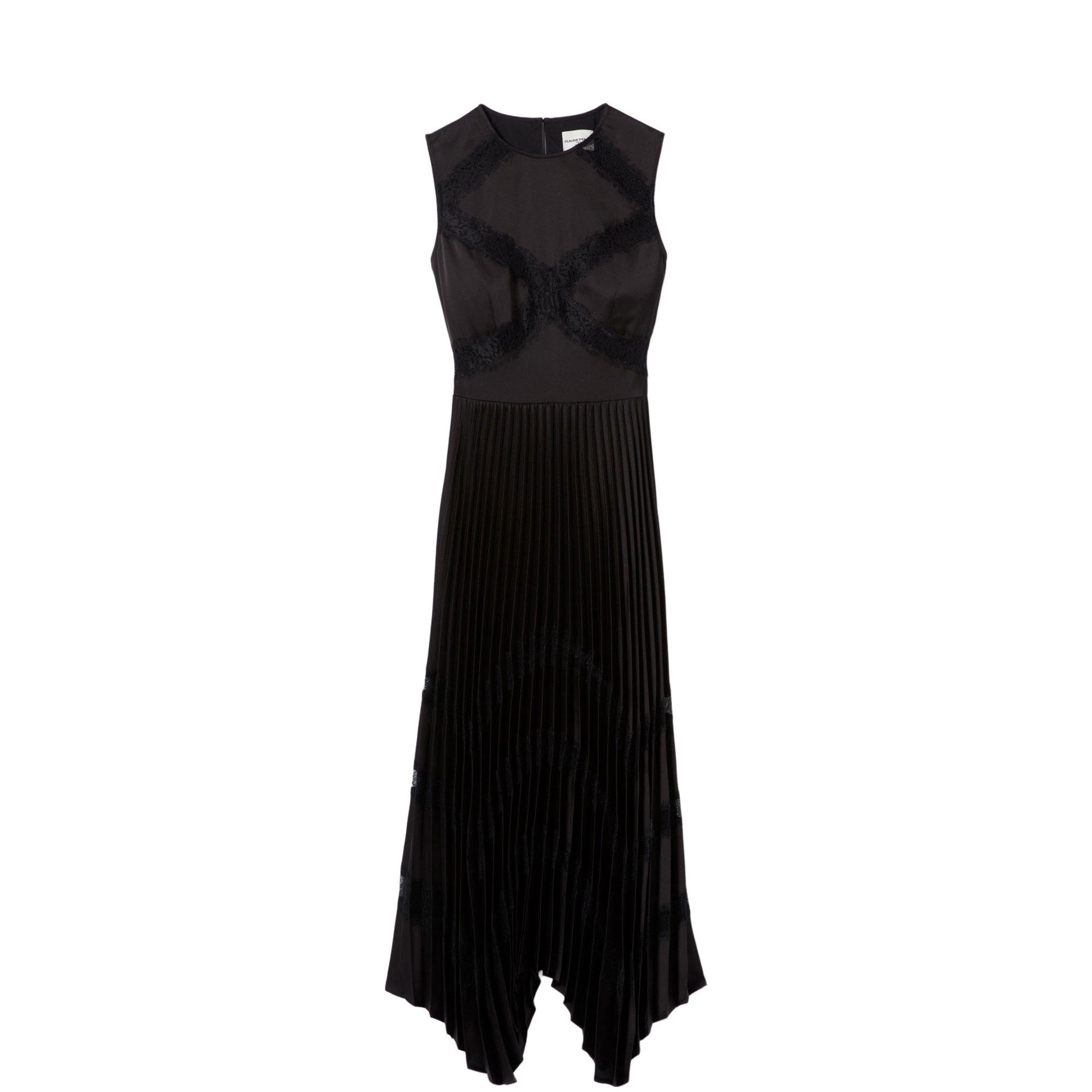 Lace Cut-Out Pleated Dress