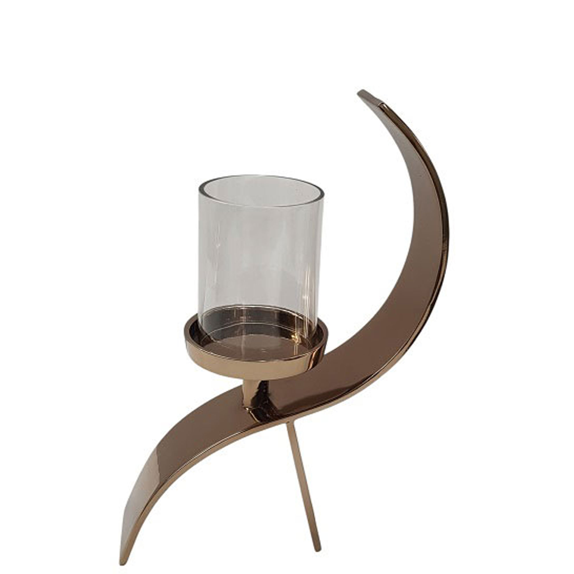 Curved Pillar Candle Holder with Glass