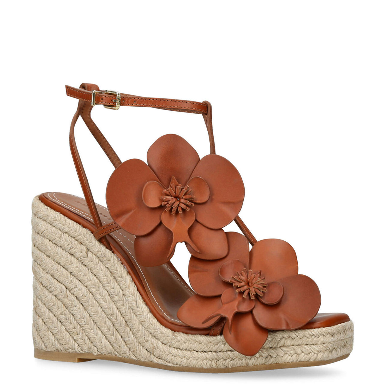 Orchid Appliqu&eacute; Leather Wedges