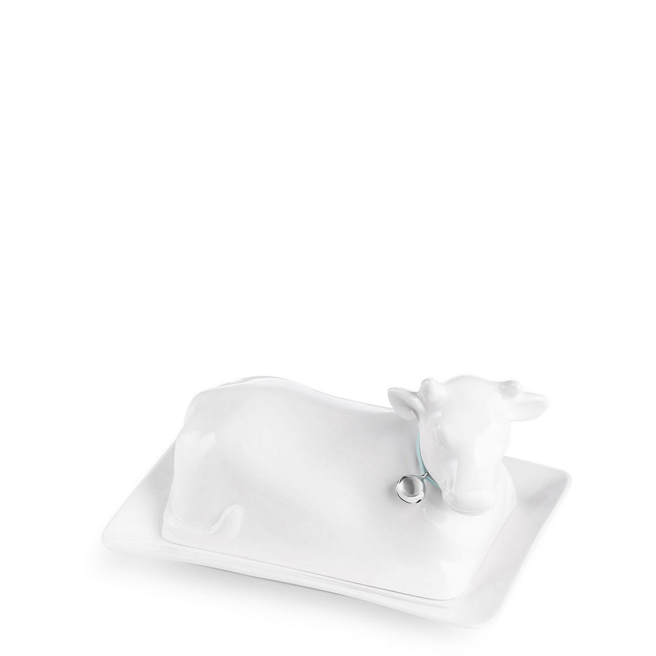 Whiteware Cow Ceramic Butterdish