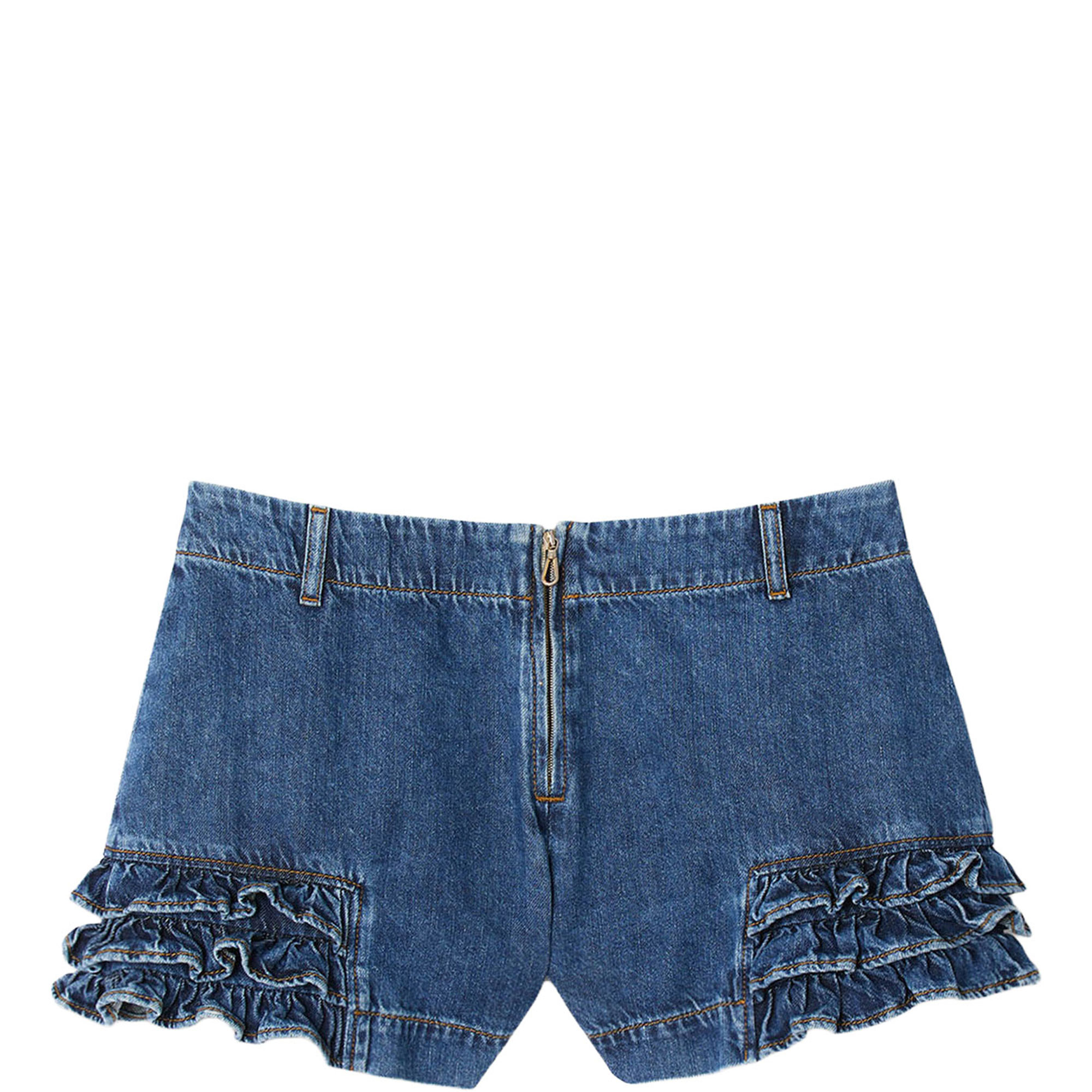 Ruffle Denim Shorts