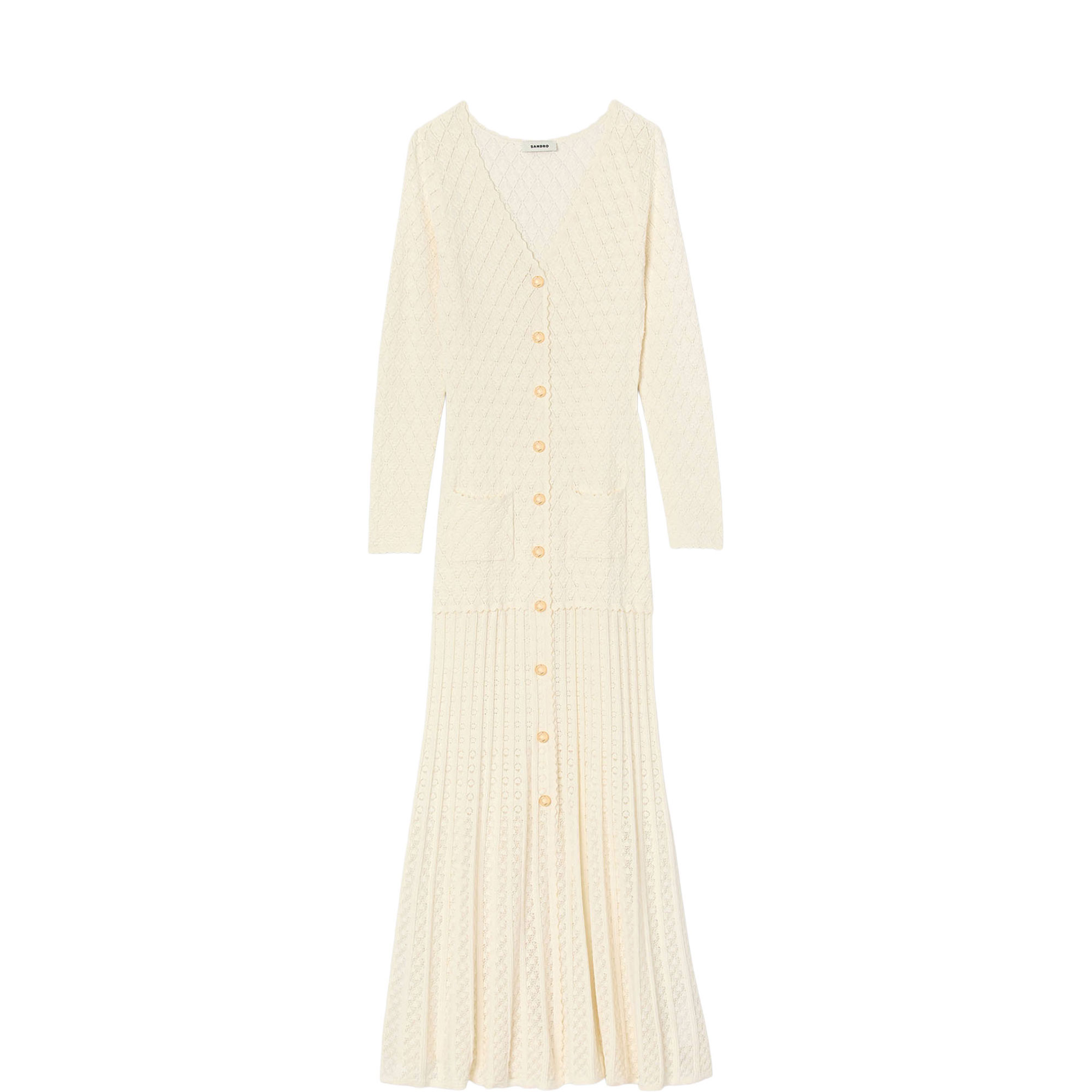 Openwork Flared Knitted Dress