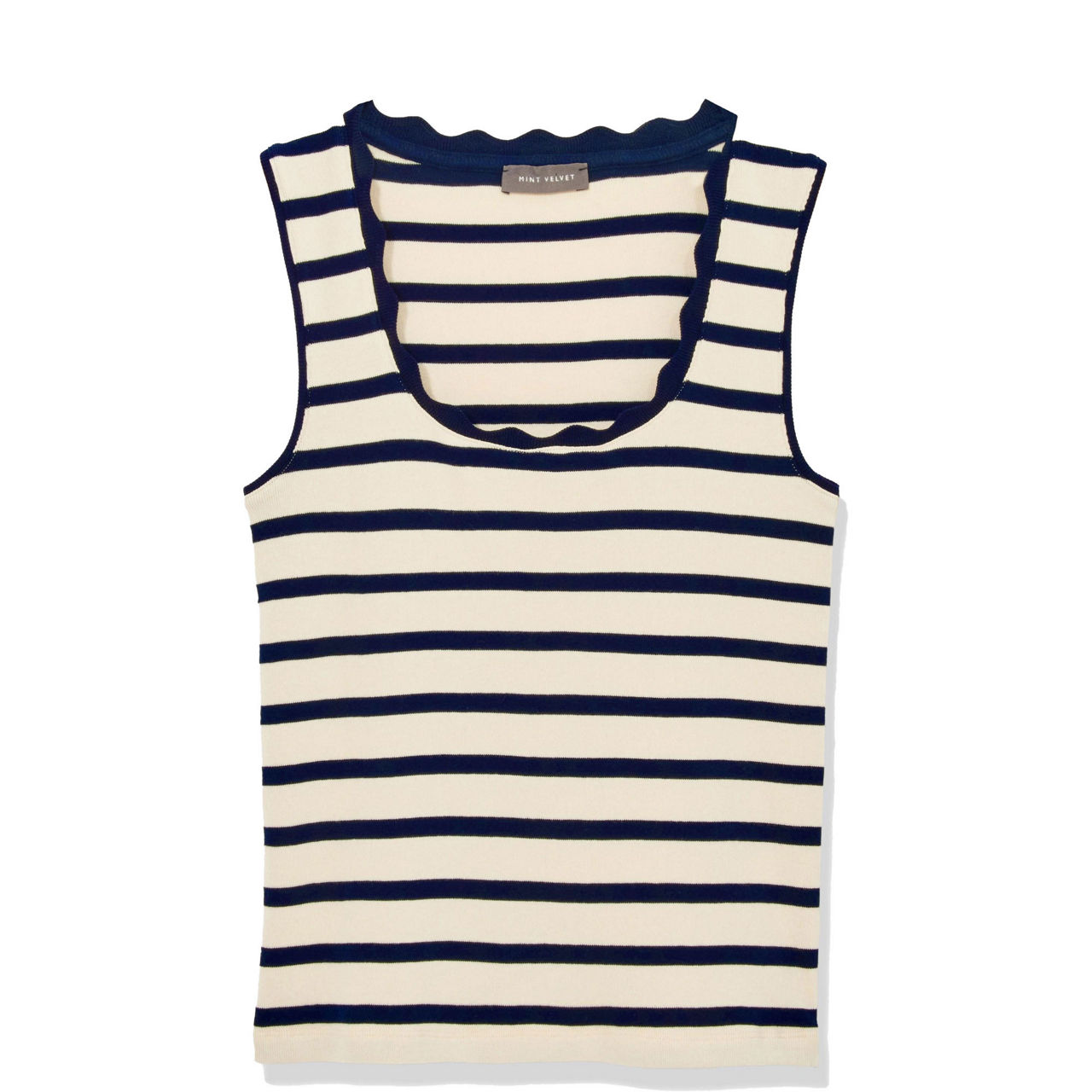 Striped Scallop Trim Vest