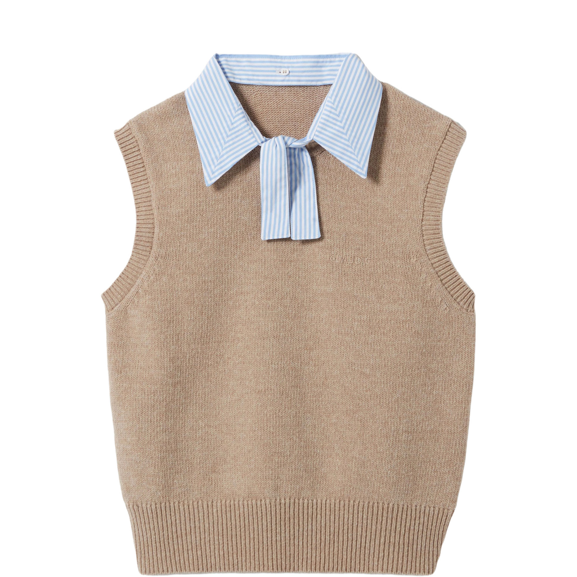 Striped Collar Knitted Vest