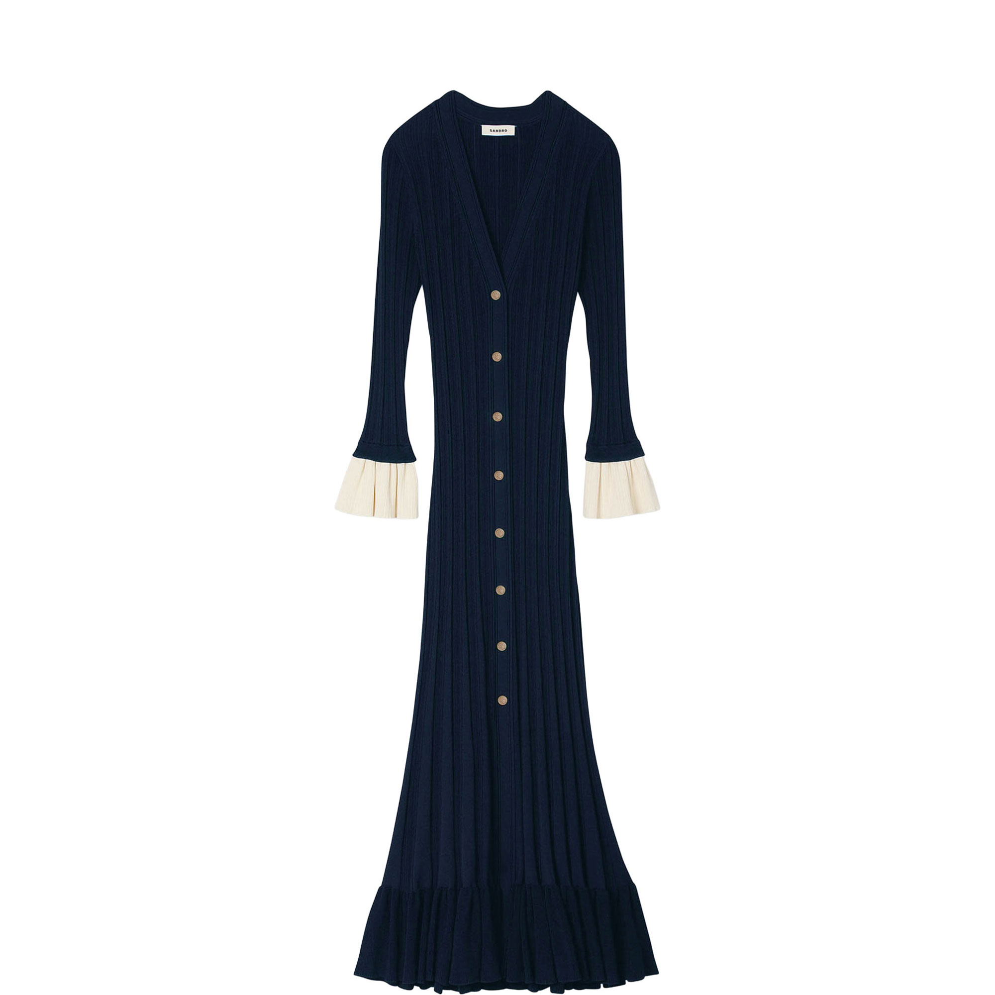 Contrast Ruffle Trim Knitted Dress