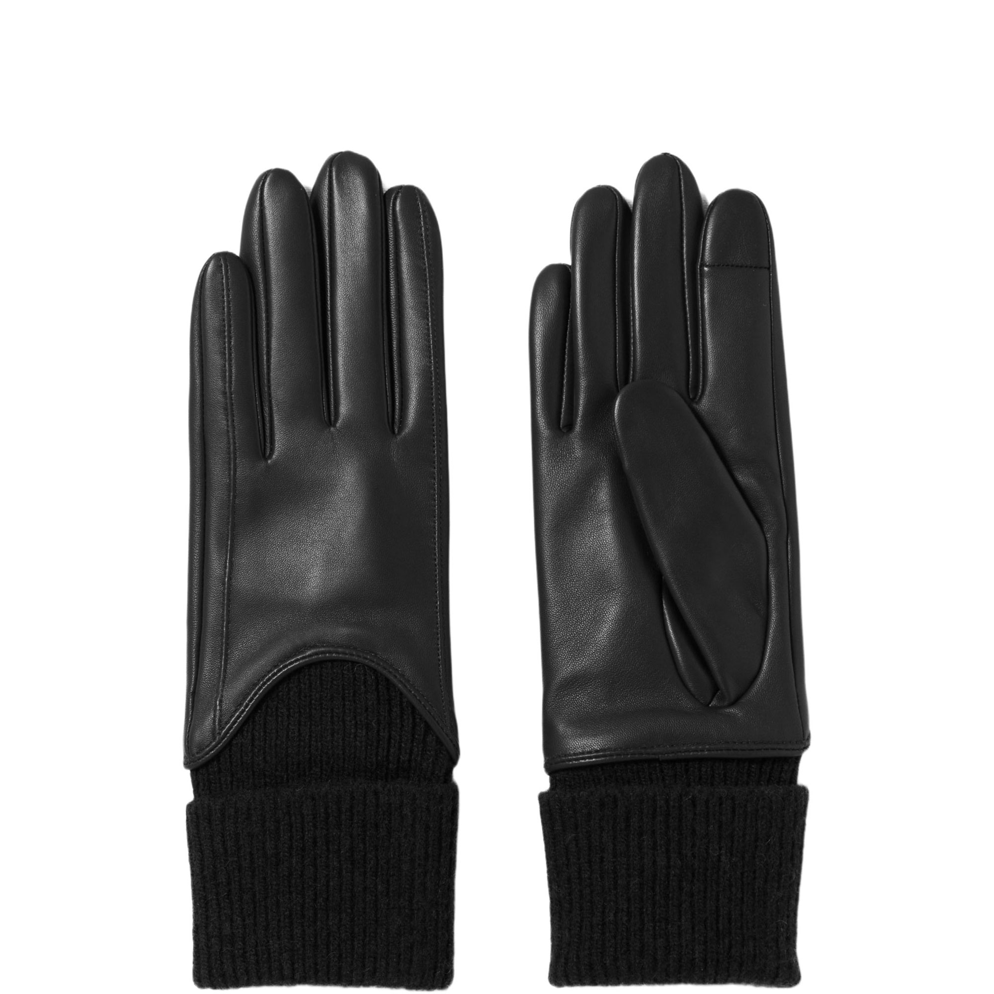 Knitted Cuff Leather Gloves