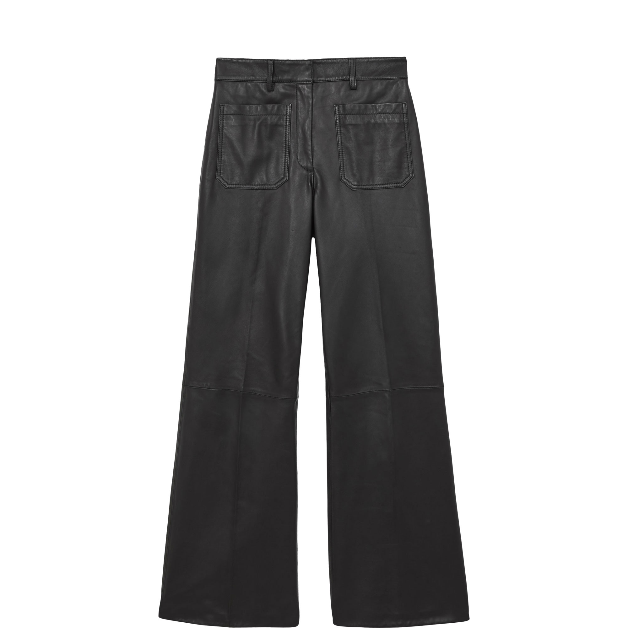 Priya Leather High-Rise Flared Trousers