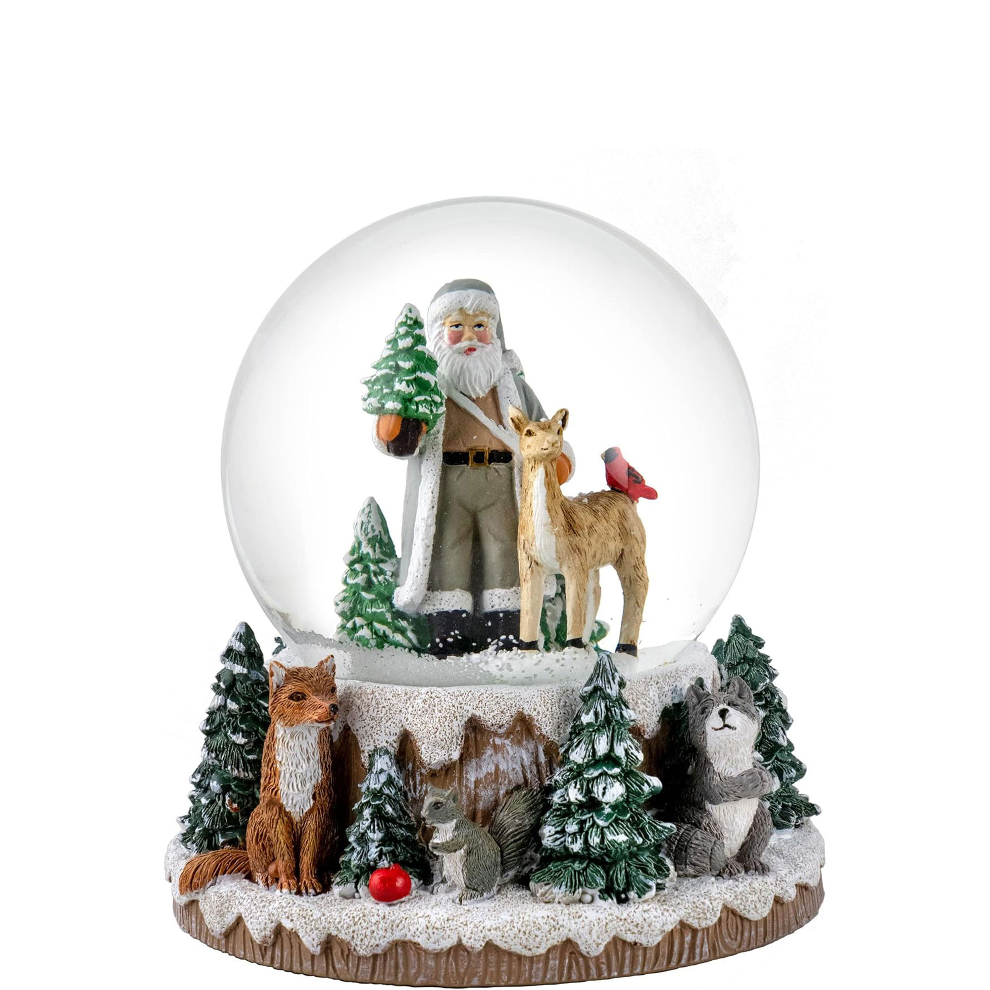 Musical Santa & Deer Snow Globe