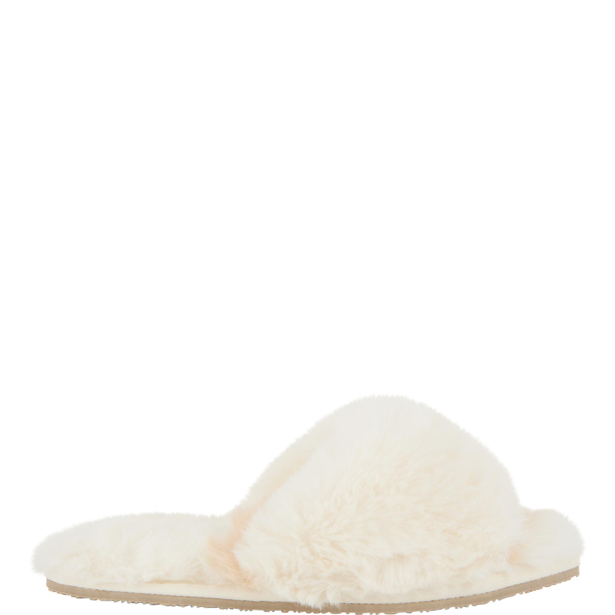 Faux Fur Cross Slider Slippers