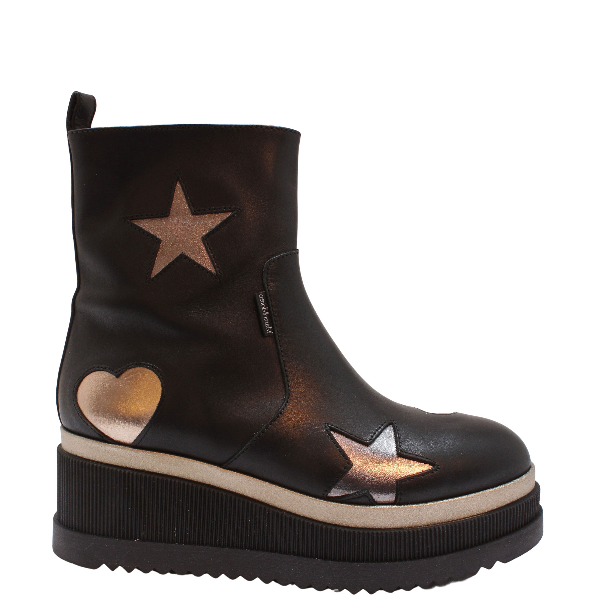 Corinne Star & Heart Leather Ankle Boots