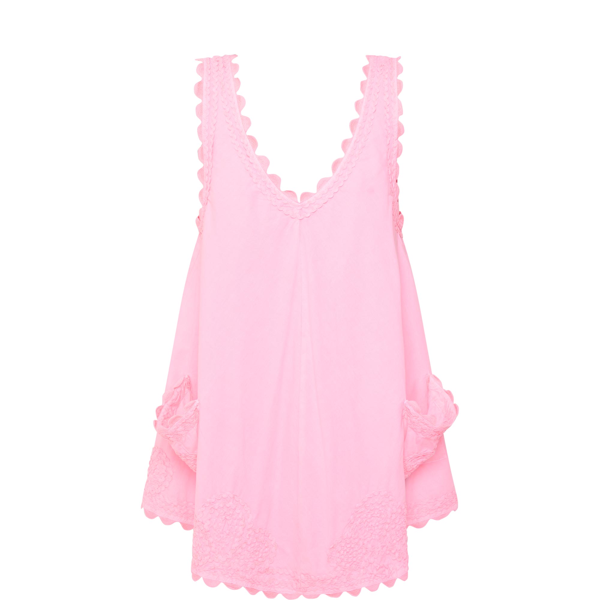 Patch Pocket Embroidered Mini Dress