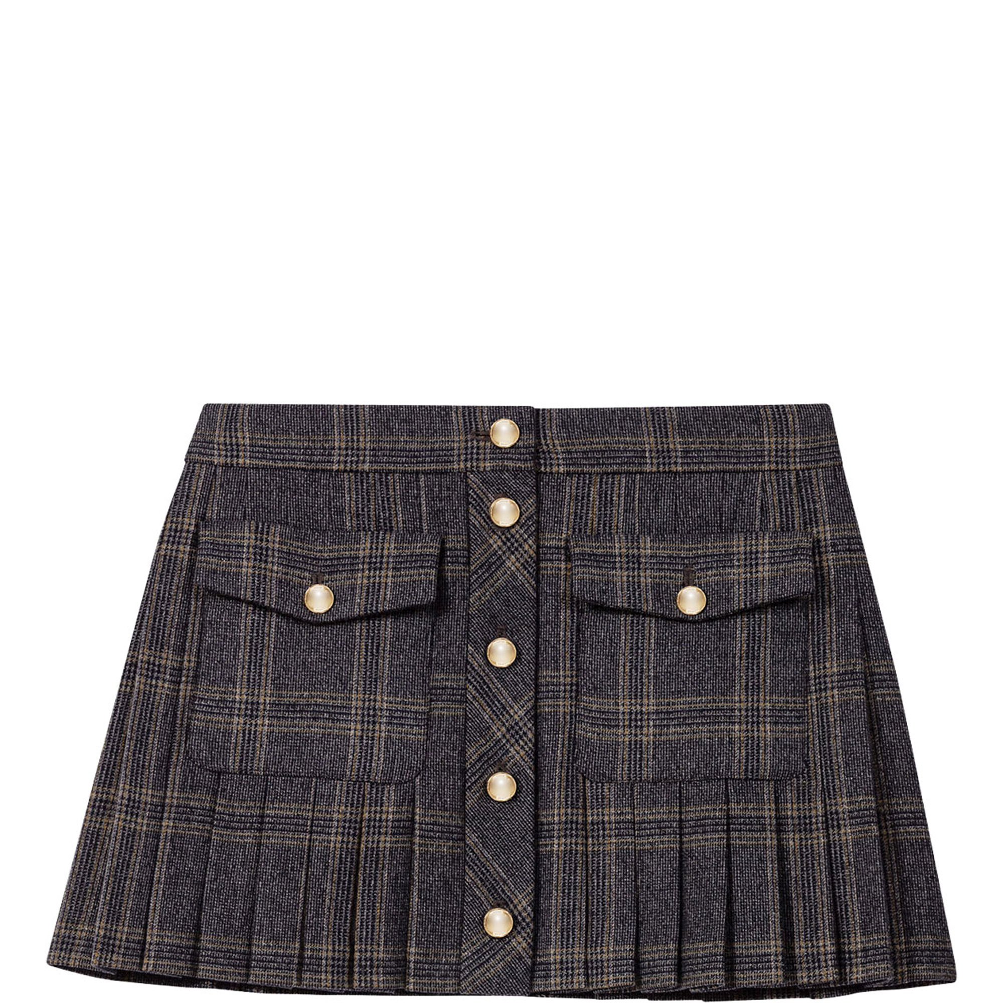 Check Pleated Mini Skirt