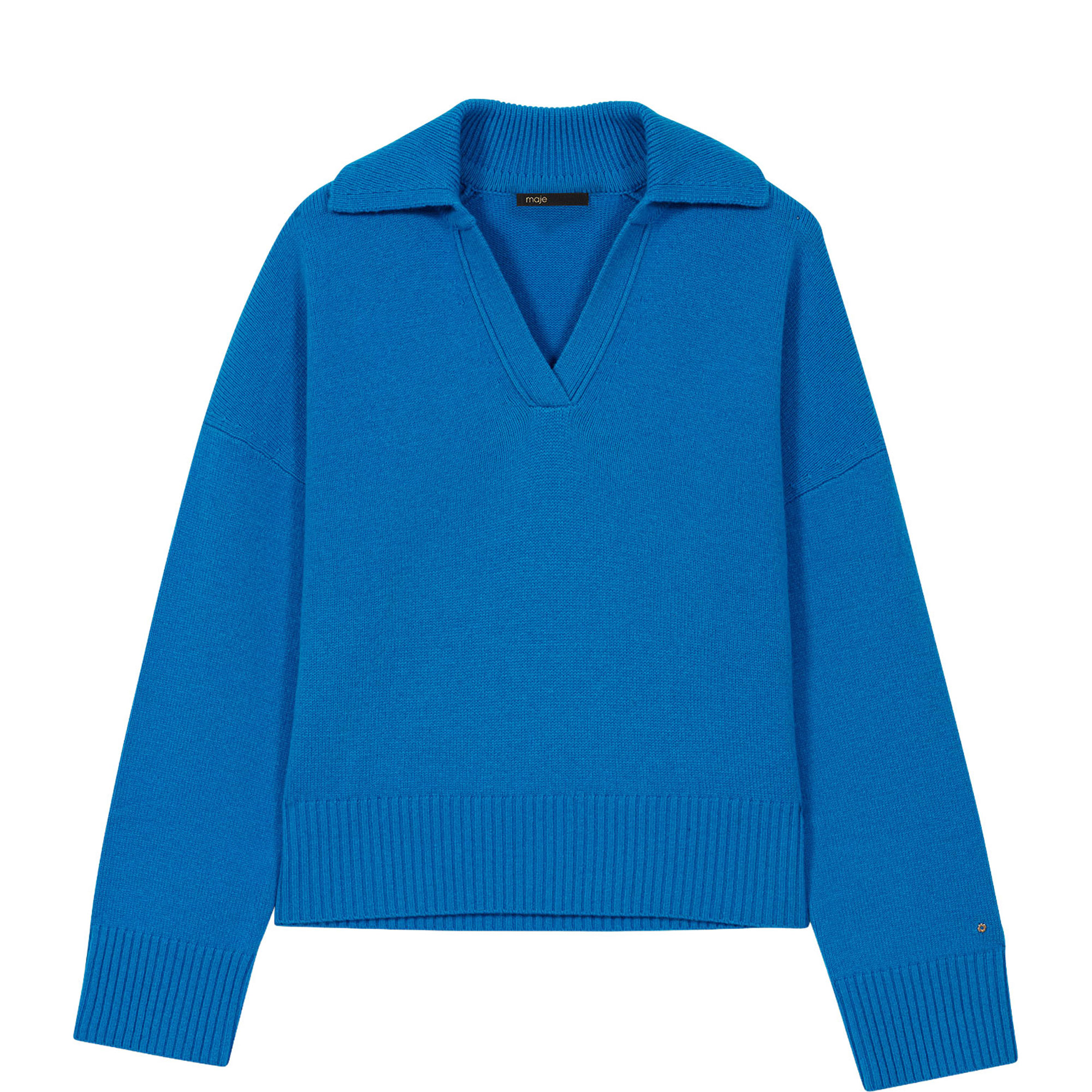 Open Collar Knitted Sweater