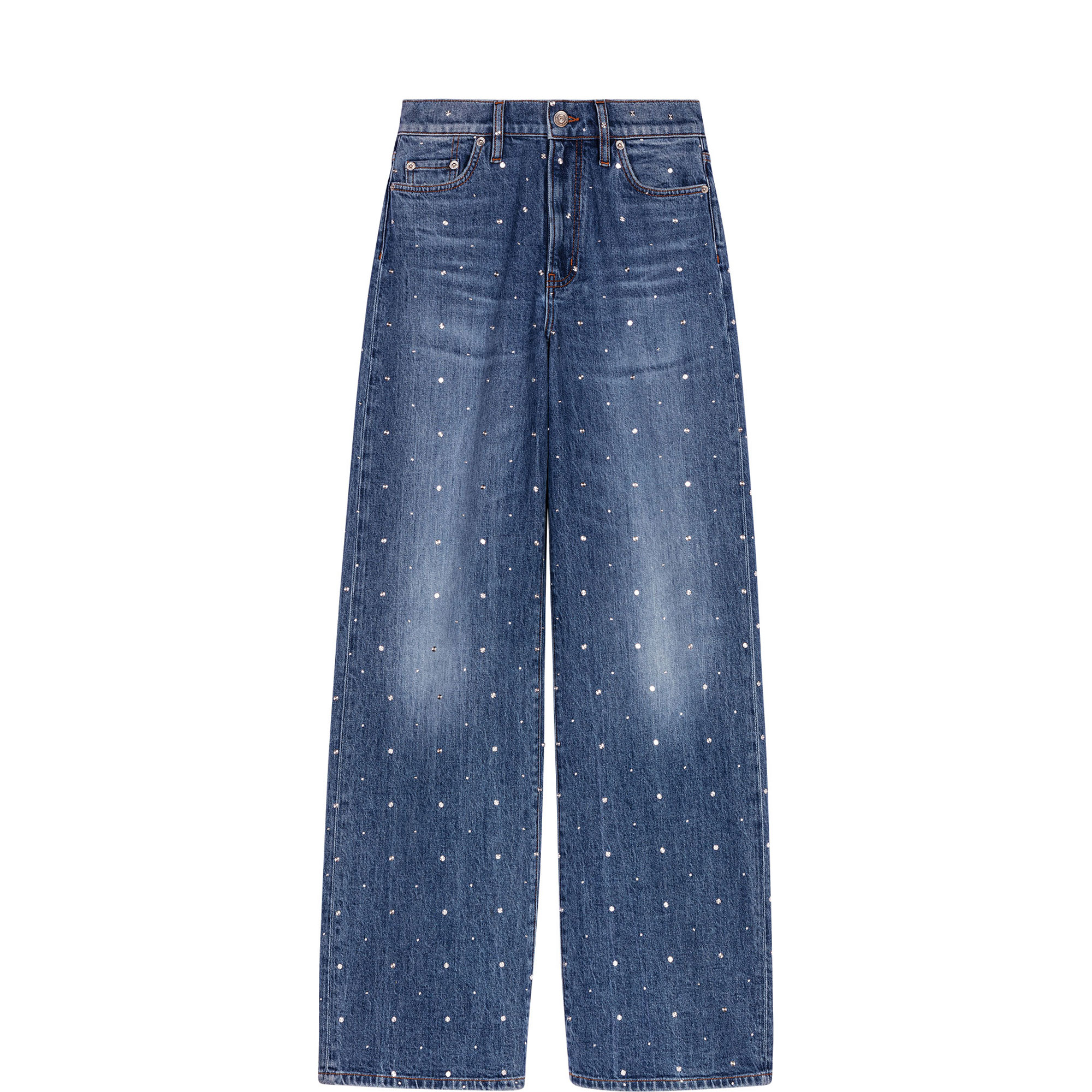 Studded Wide-Leg Jeans