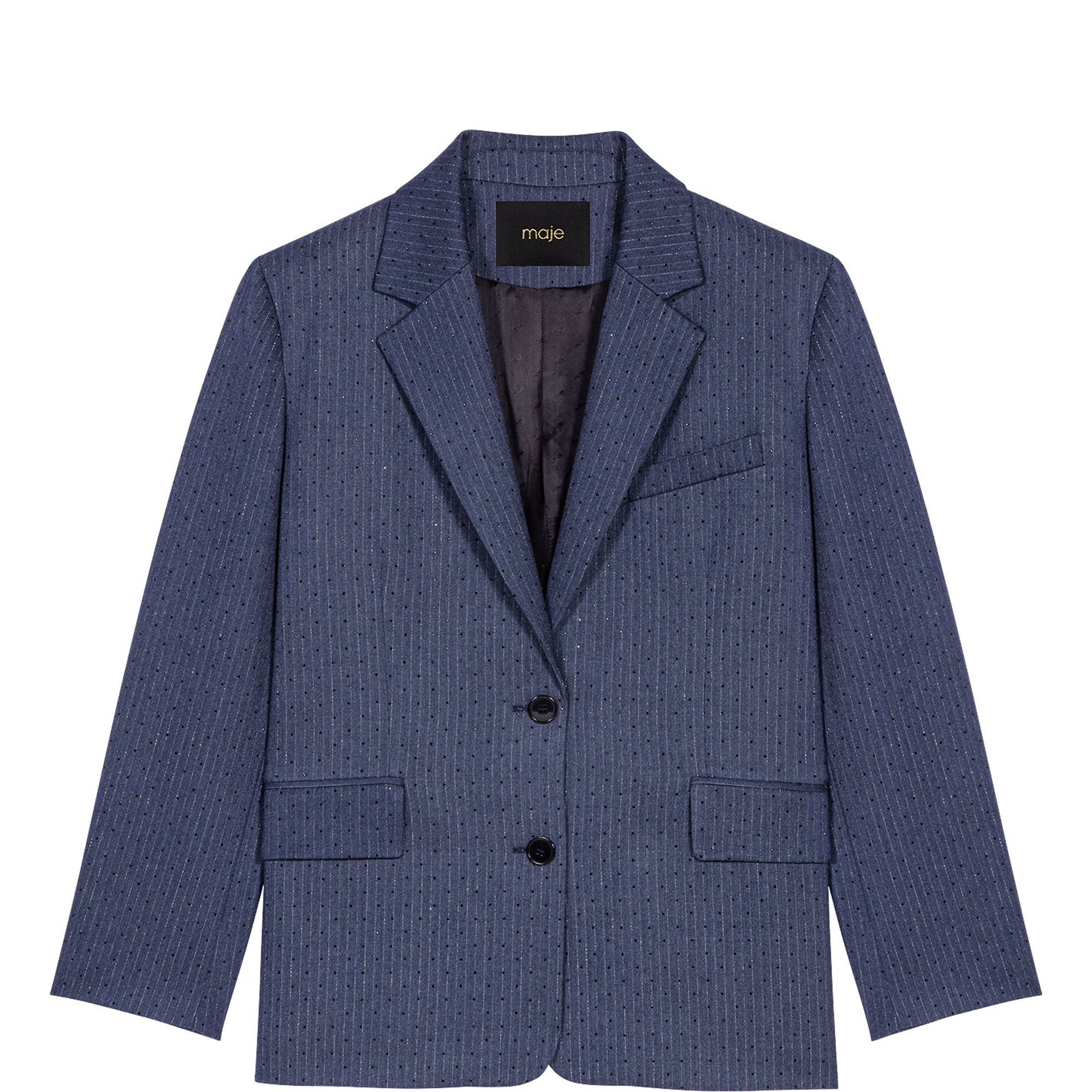 Pinstripe Embellished Single-Breasted Blazer