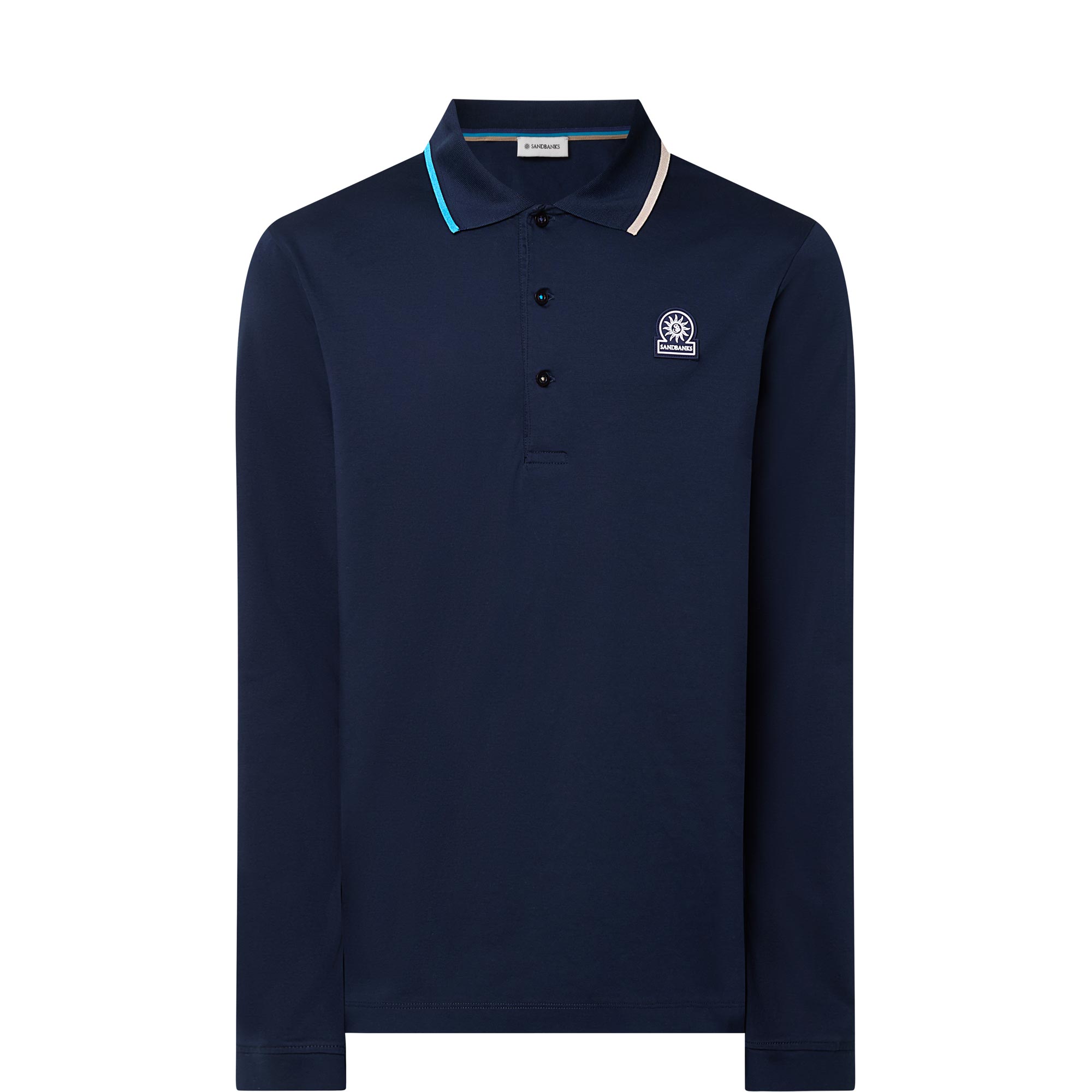 Logo Badge Tipped Long-Sleeved Polo Shirt
