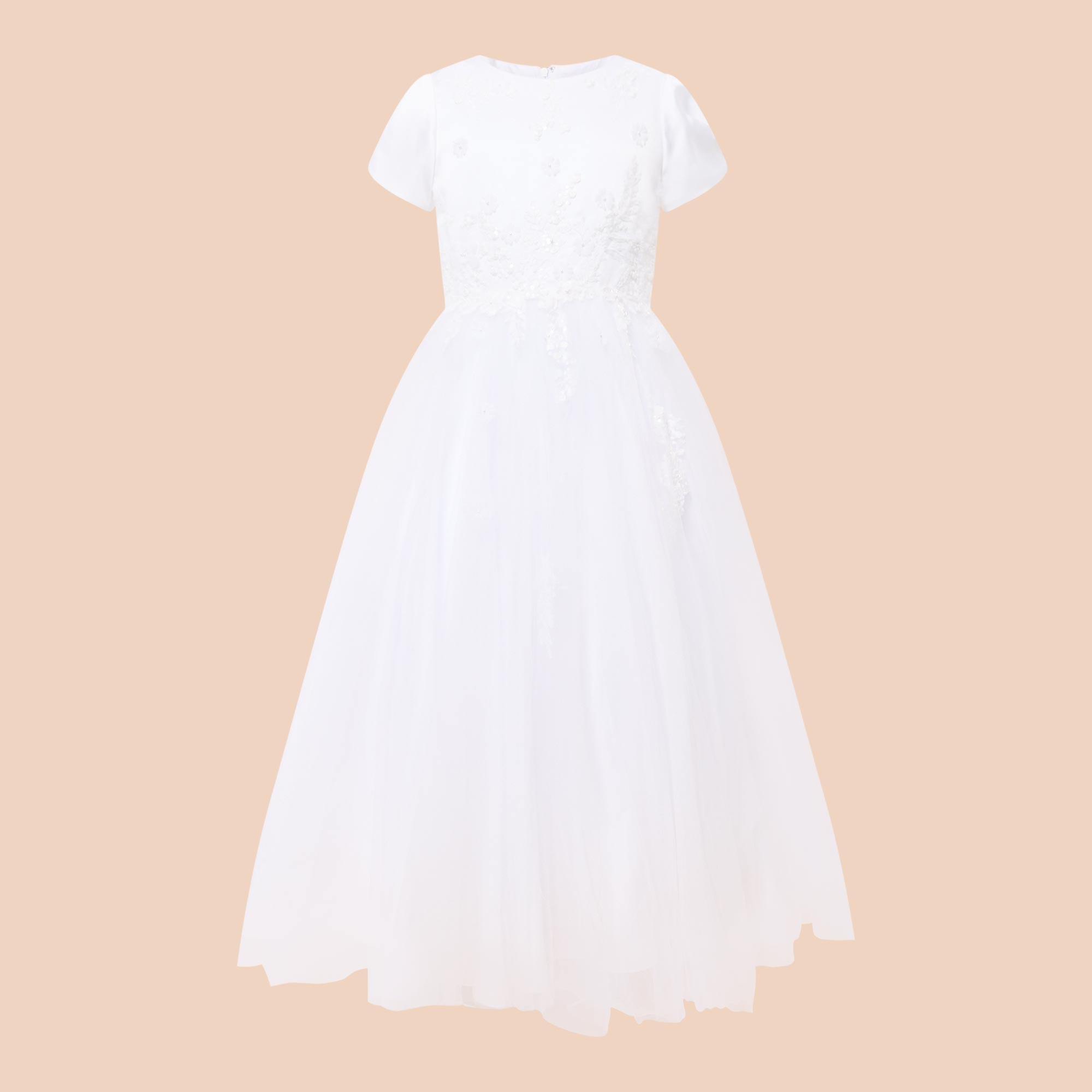 Floral Appliqué Communion Dress