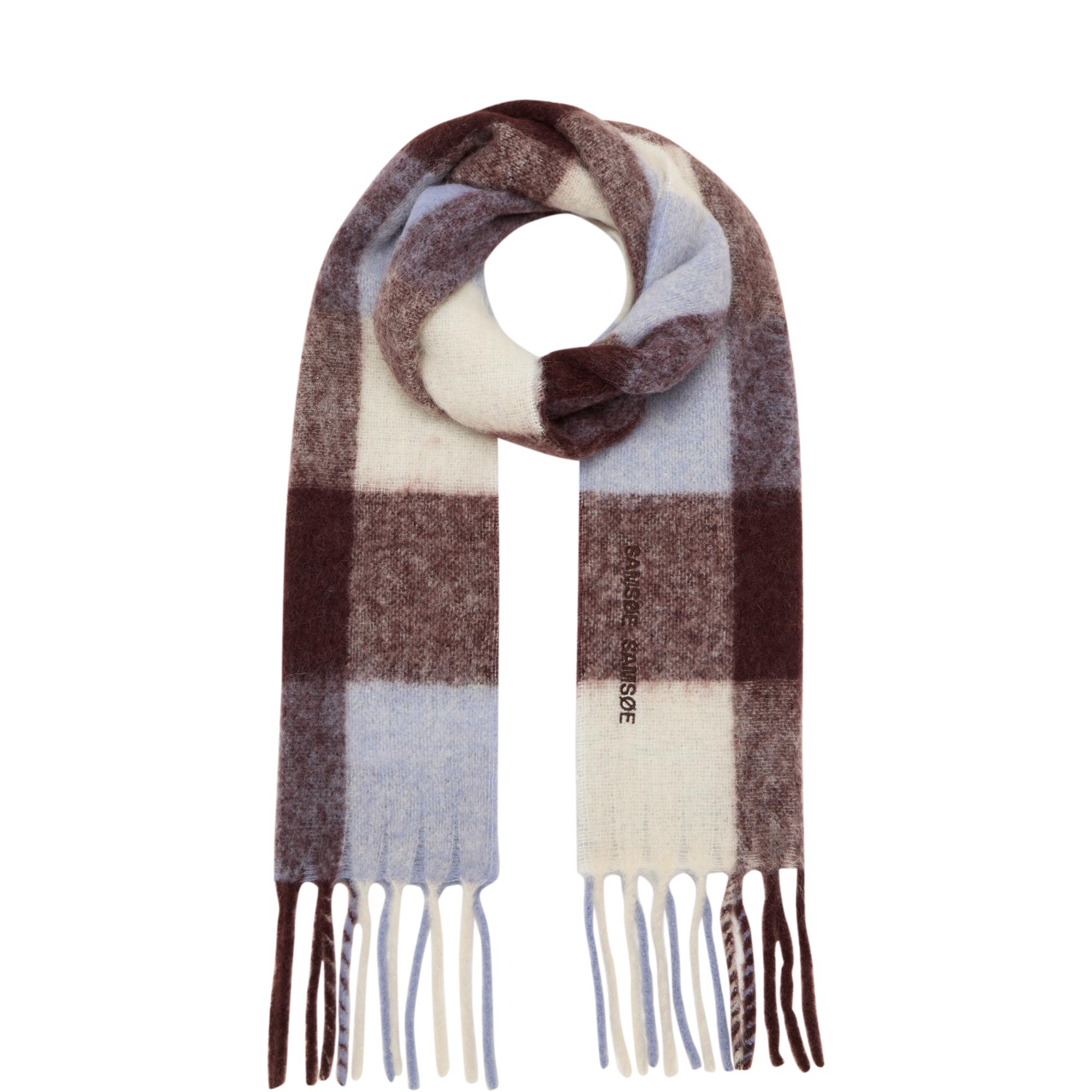 Alex Logo Embroidered Check Tassel Scarf