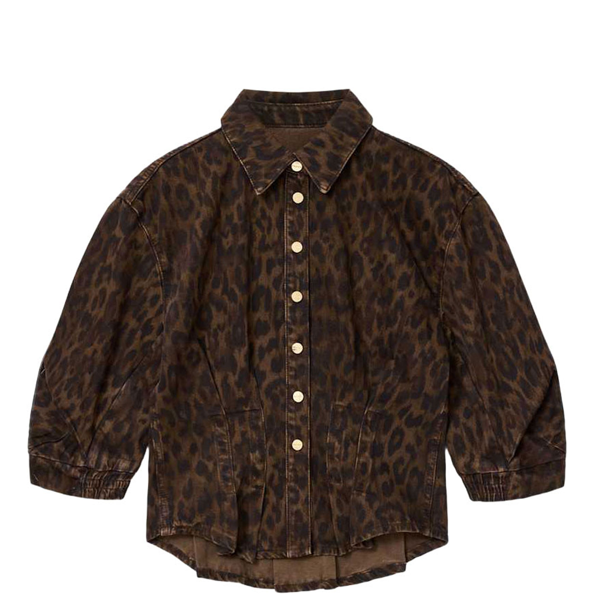 Nancy Leopard Print Denim Shirt