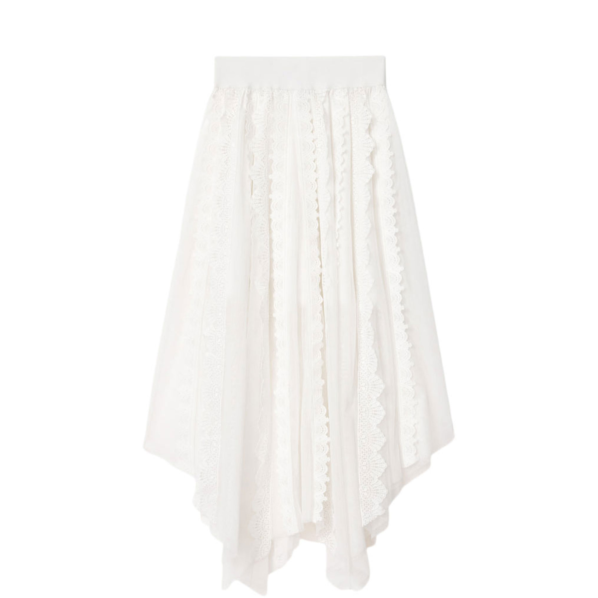 Vashtie Lace Asymmetric Flared Skirt