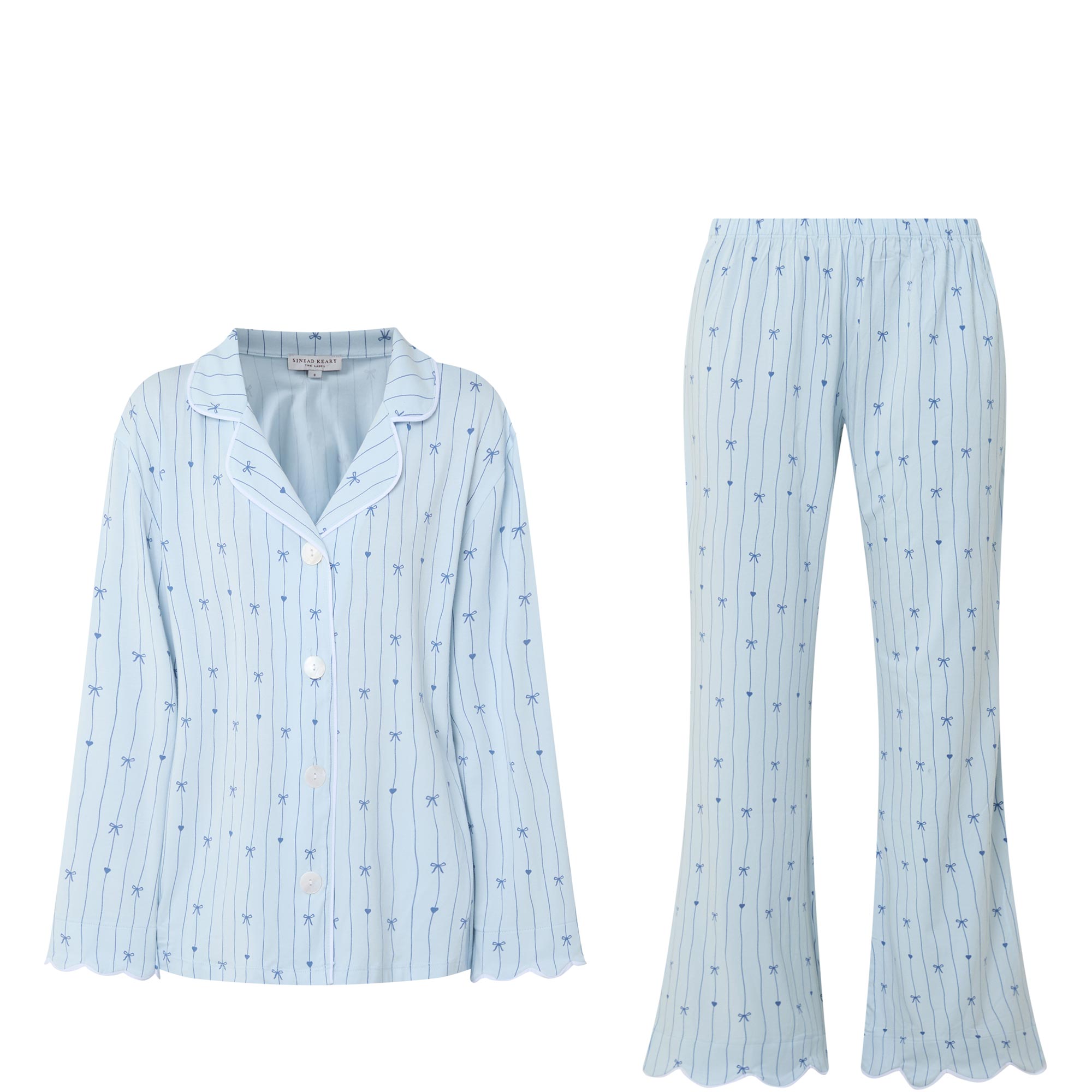 Striped Bow Print Pyjama Set