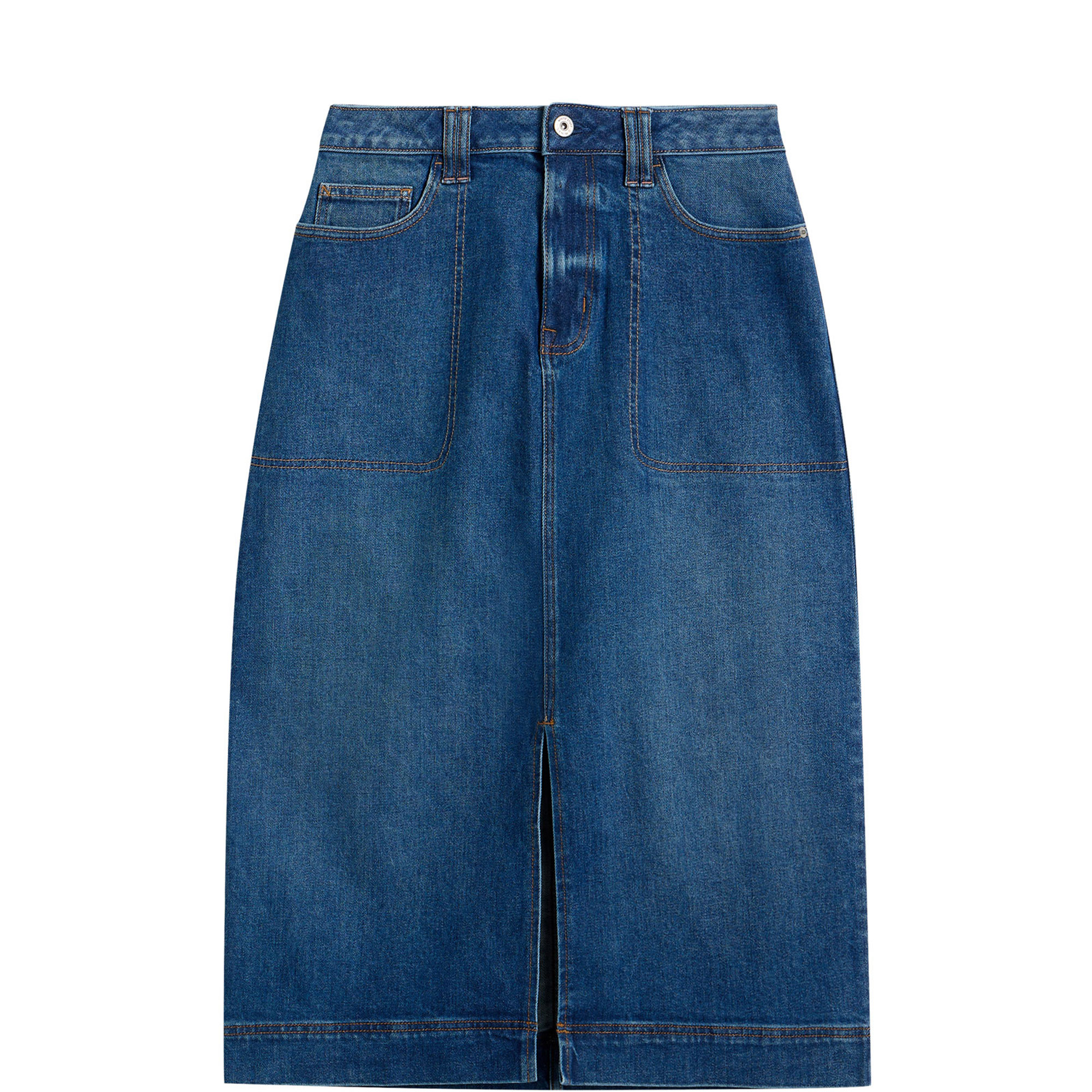 Tia Front Slit Denim Skirt