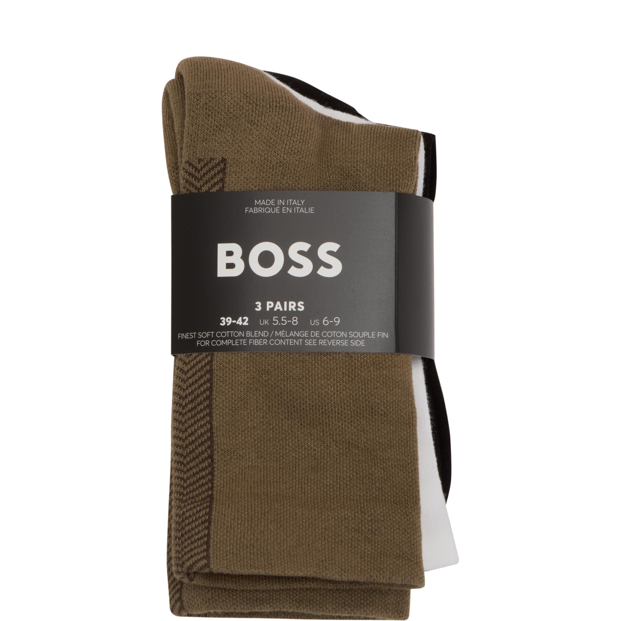 Three-Pack Ribbed Tape Socks