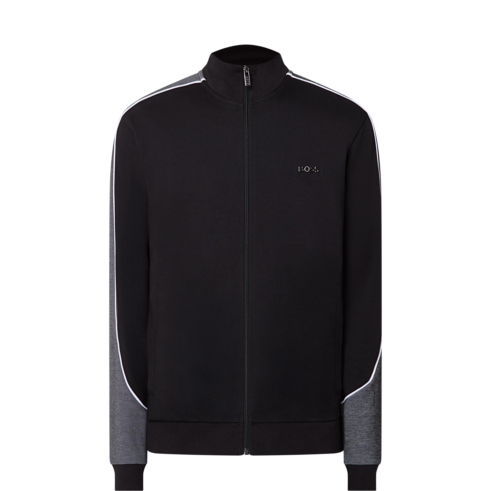 Logo Contrast Panel Zip Sweatshirt