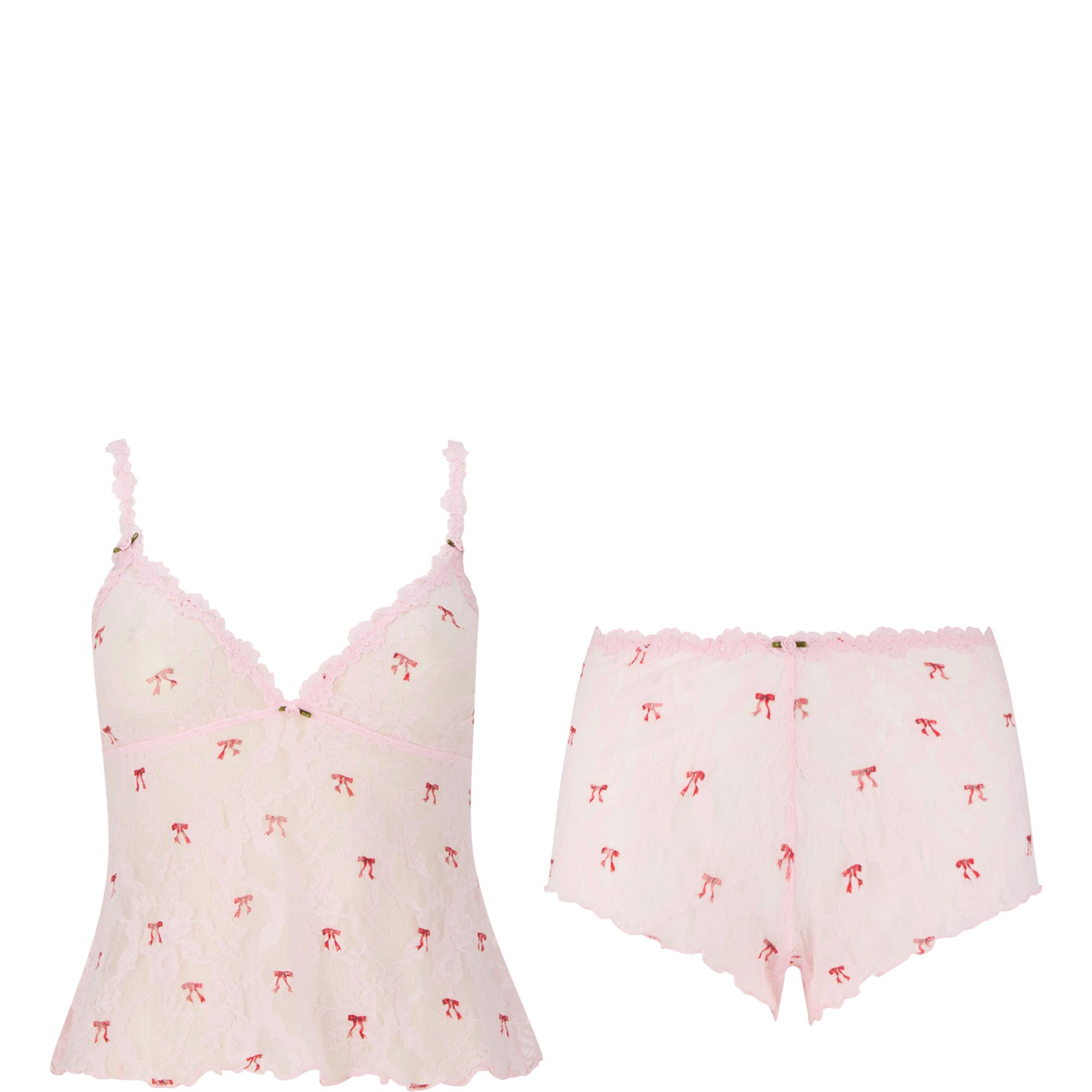 Triangle Cami & Short Set Cherry Blossom Bow Print
