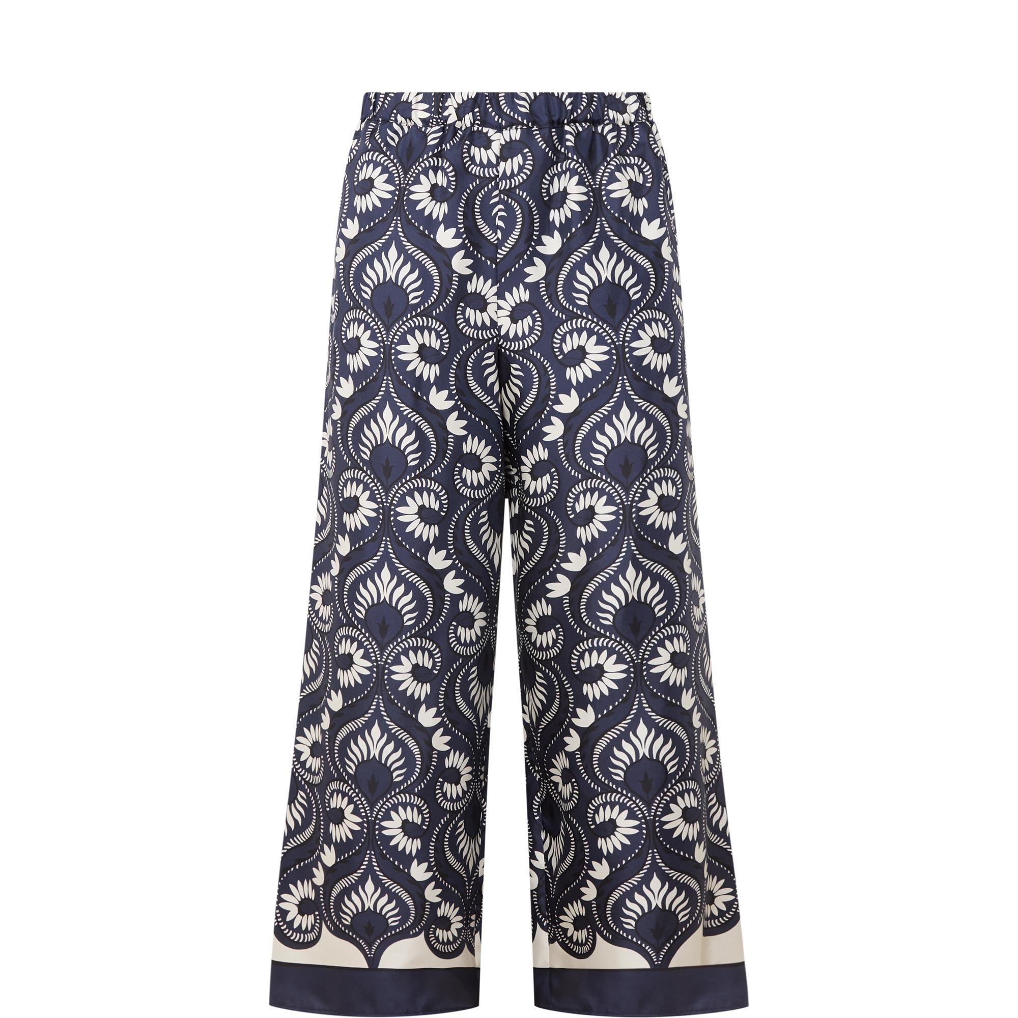 Dottico Patterned Wide Leg Silk Trousers