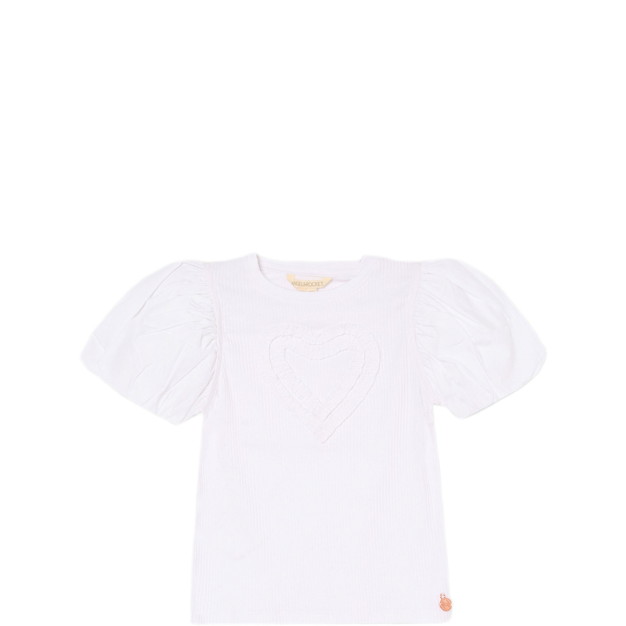 Eve Ruffle Heart Puff-Sleeve Top