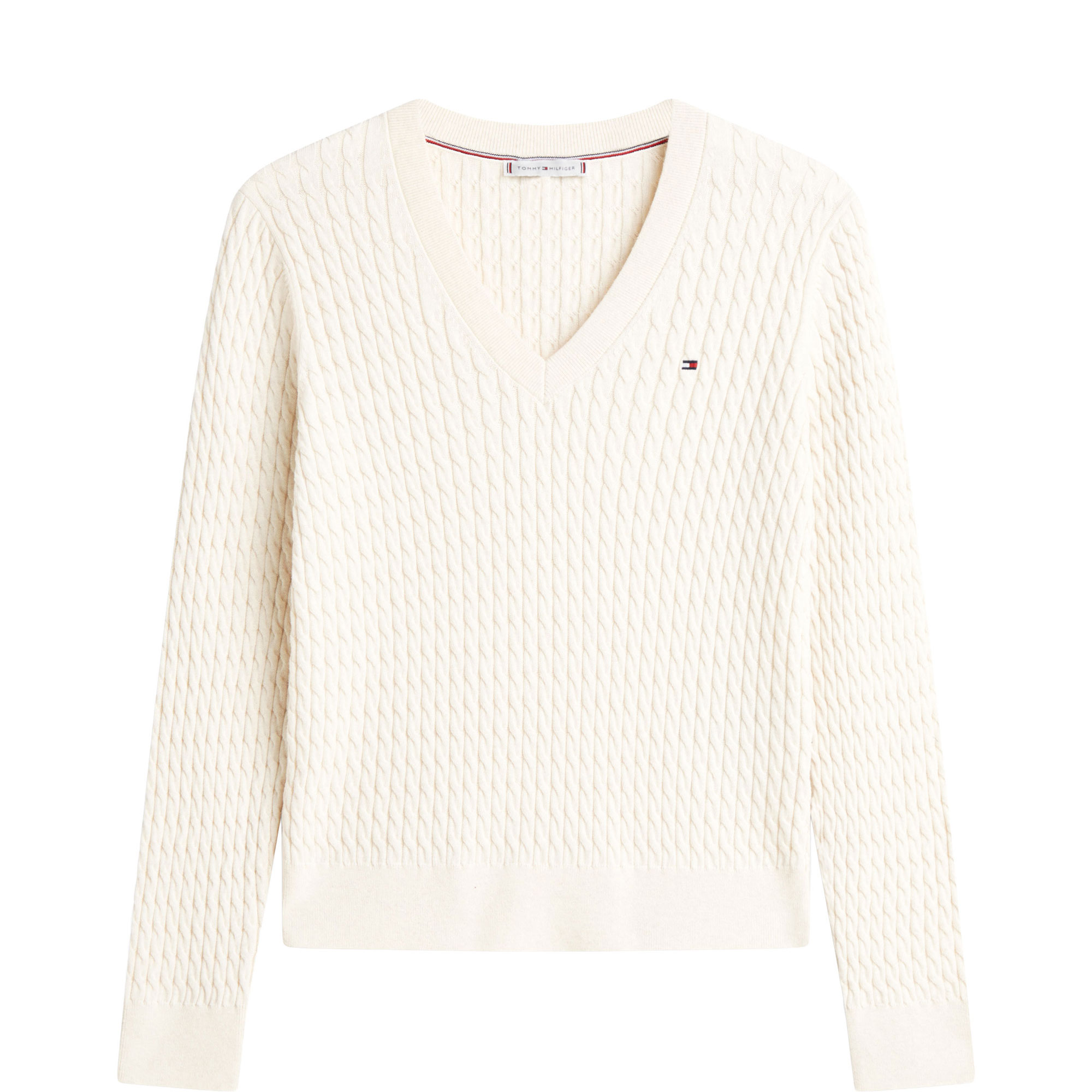 Logo Flag Cable Knit Sweater