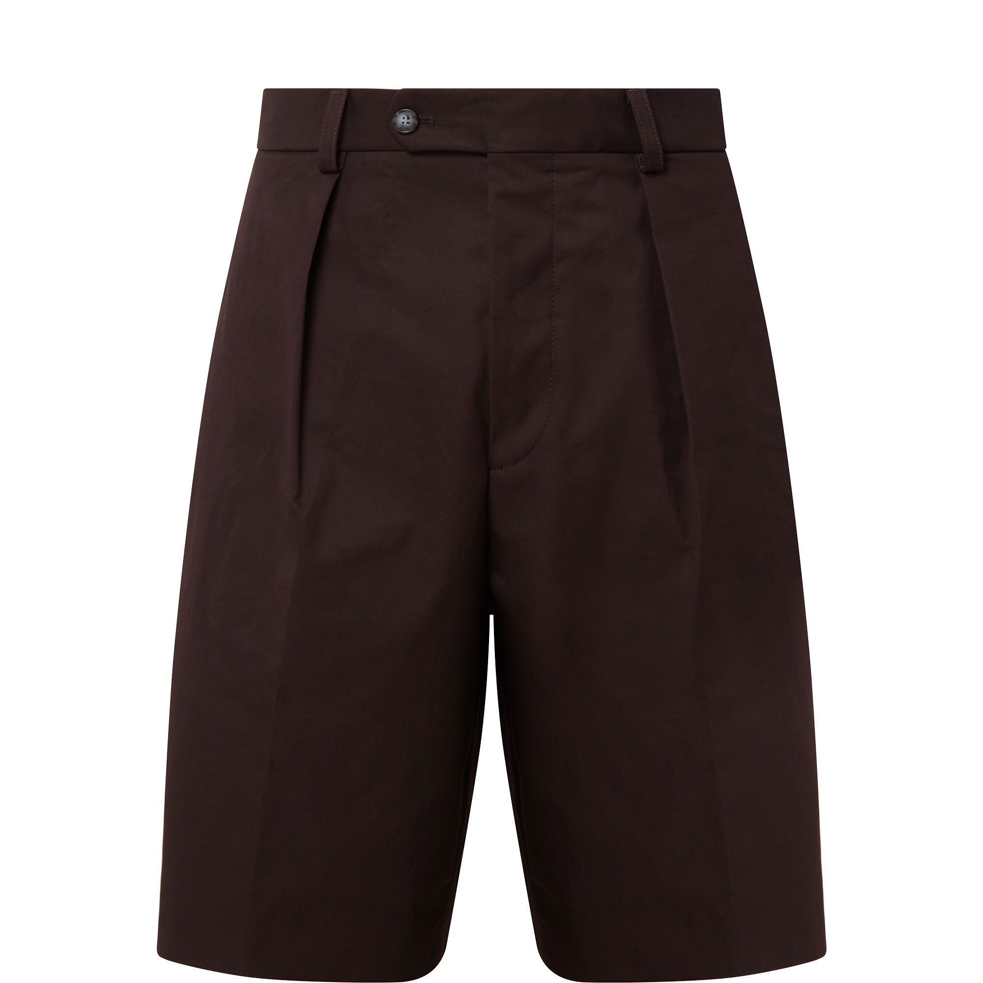 Pleated Straight-Leg Shorts