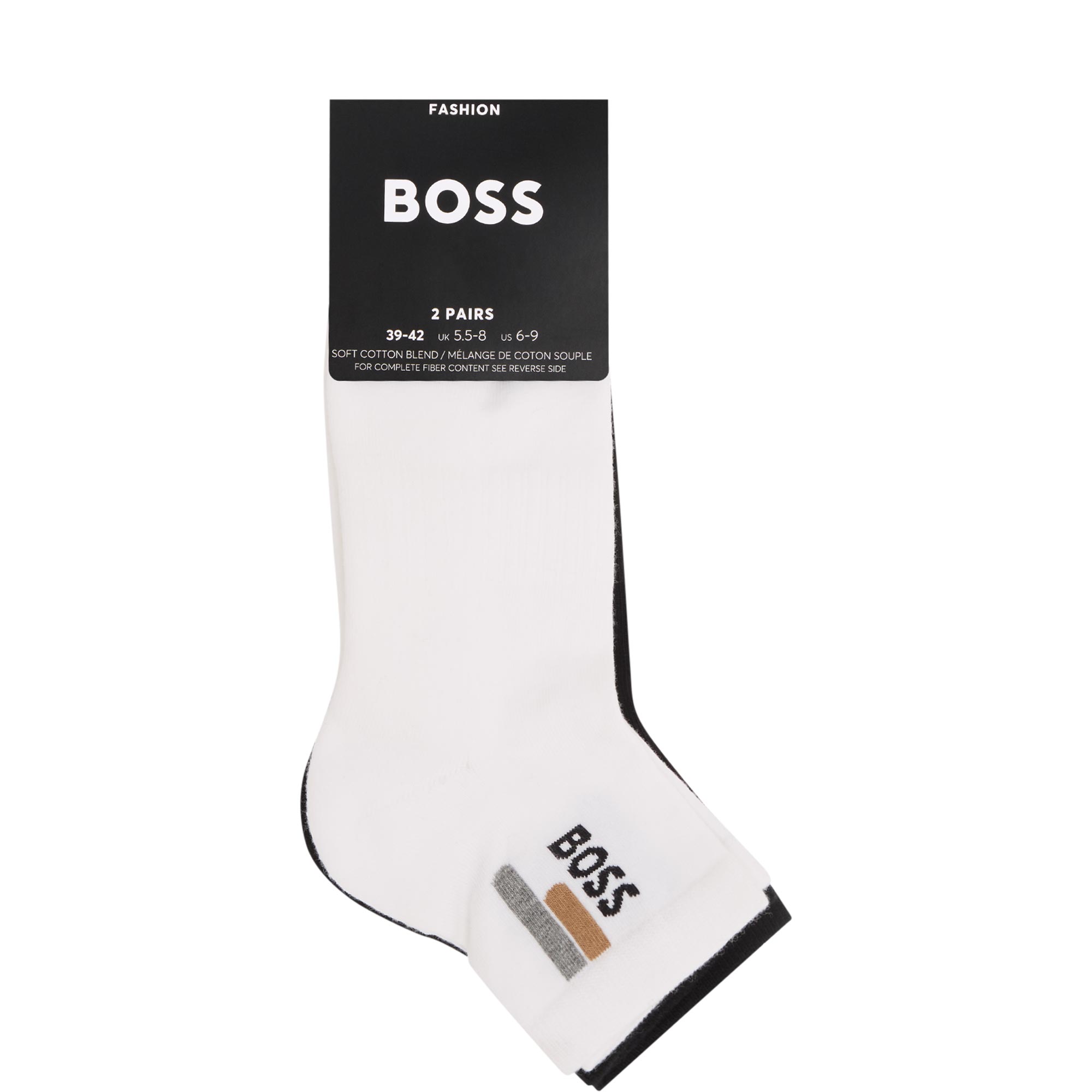 Logo Vertical Line Quarter Length Socks Two-Pack