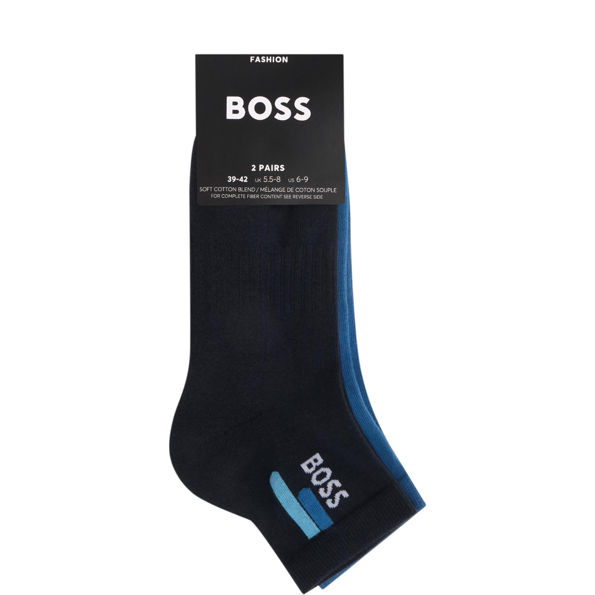 Logo Vertical Line Quarter Length Socks Two-Pack