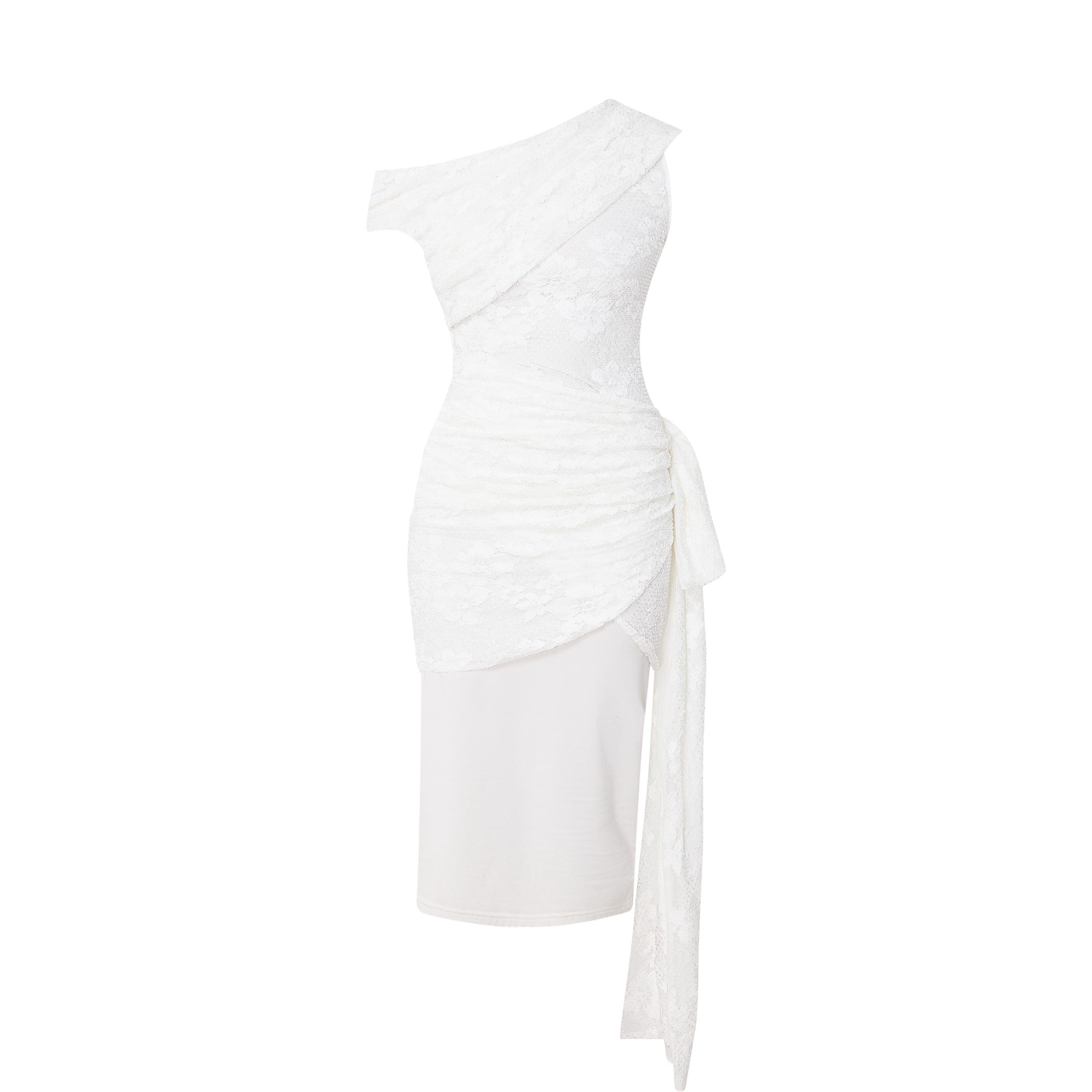 Rhinestone Floral Lace Mini Dress