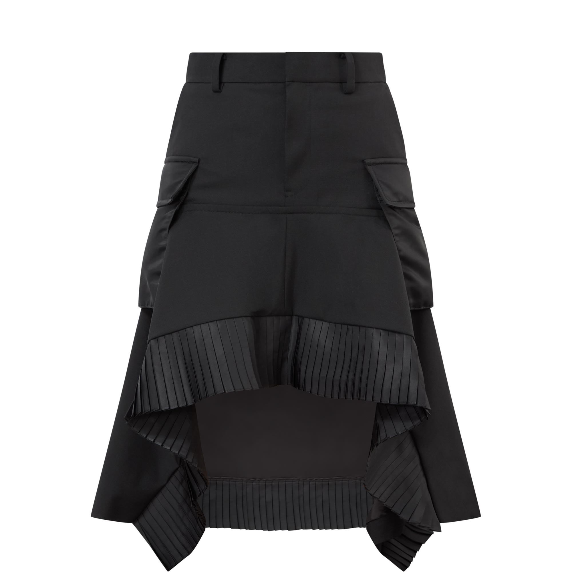High-Rise Flap Pocket Asymmetric Skirt
