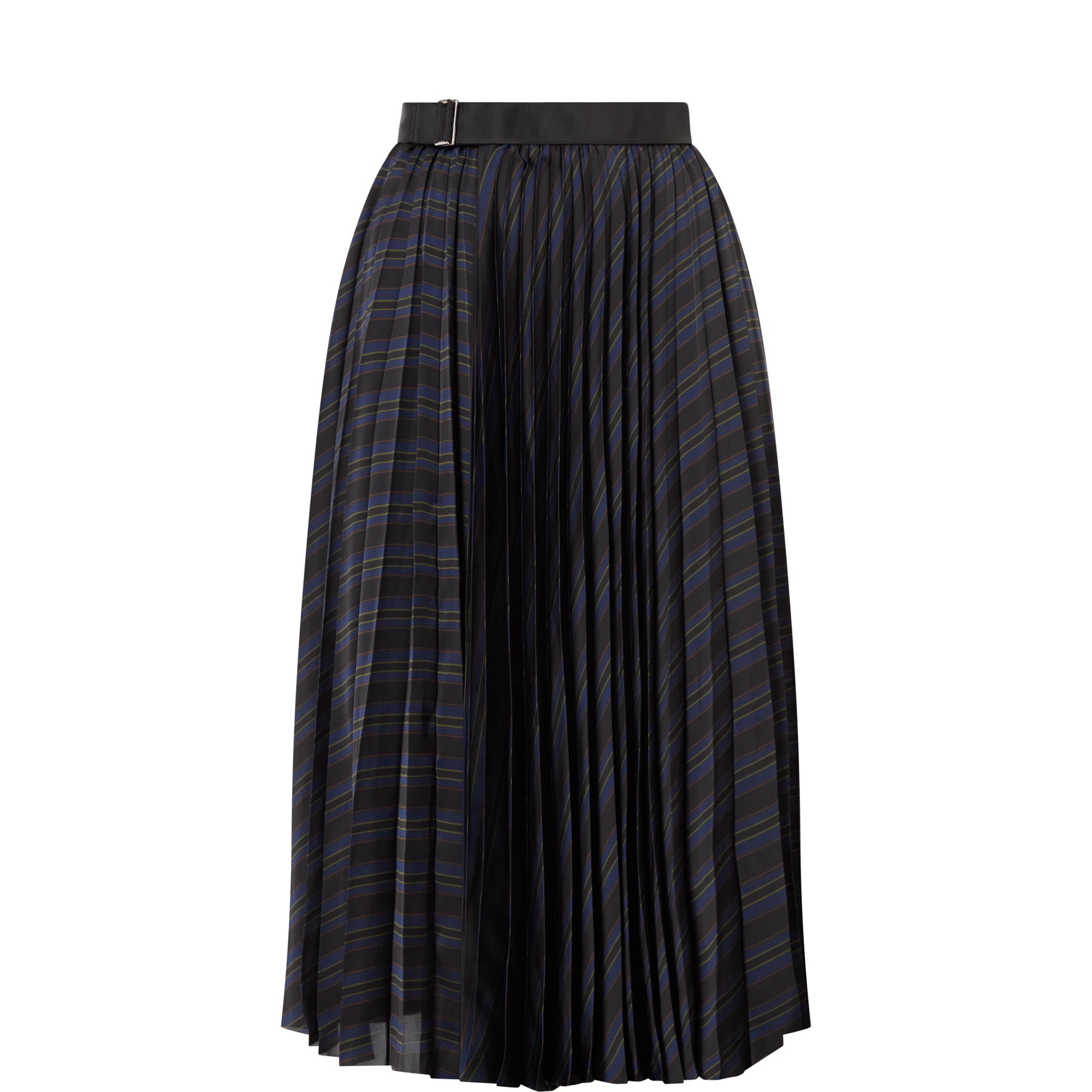 Horizontal Striped Pleated Skirt